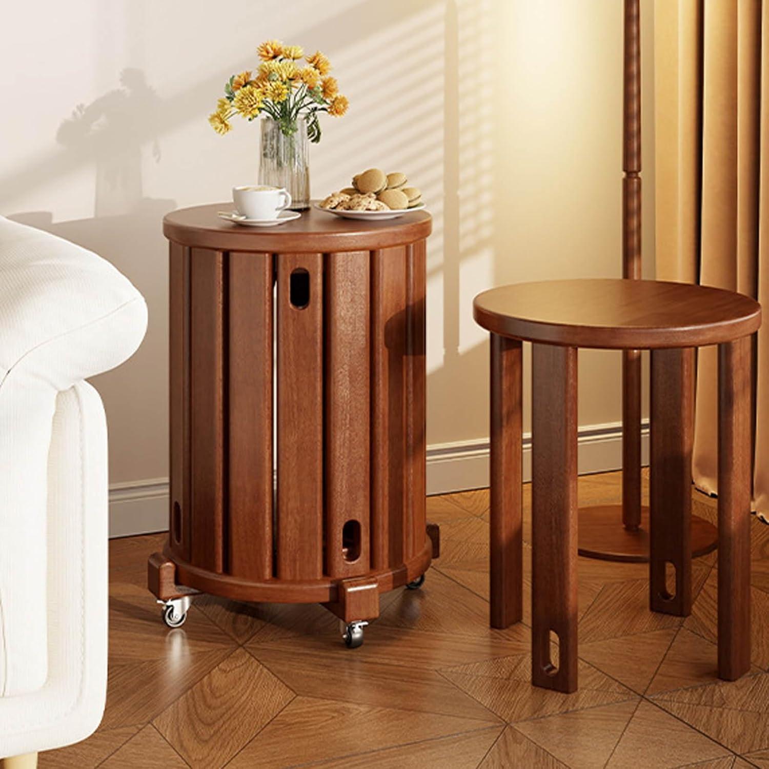 Juego de Taburetes Apilables de Madera Genérico Negro Redondo