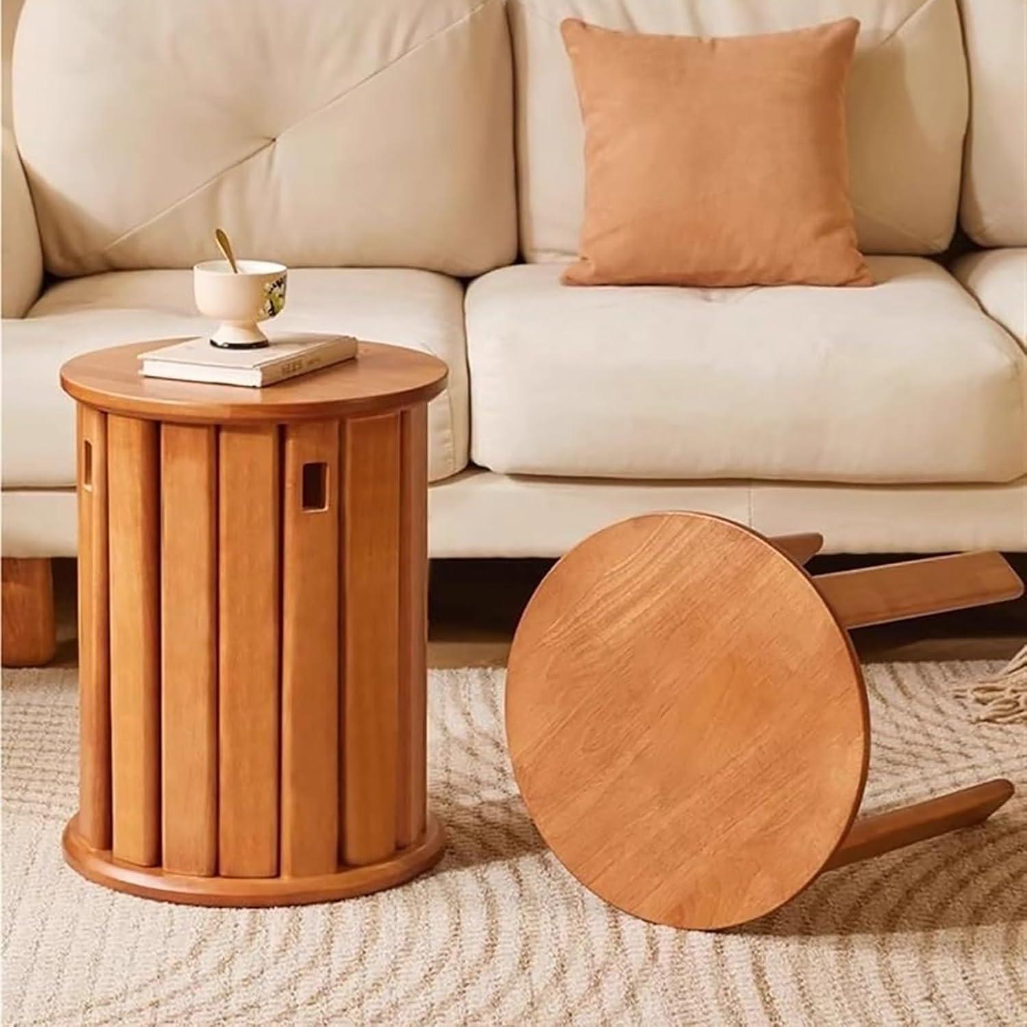 Juego de Taburetes Apilables de Madera Genérico Negro Redondo