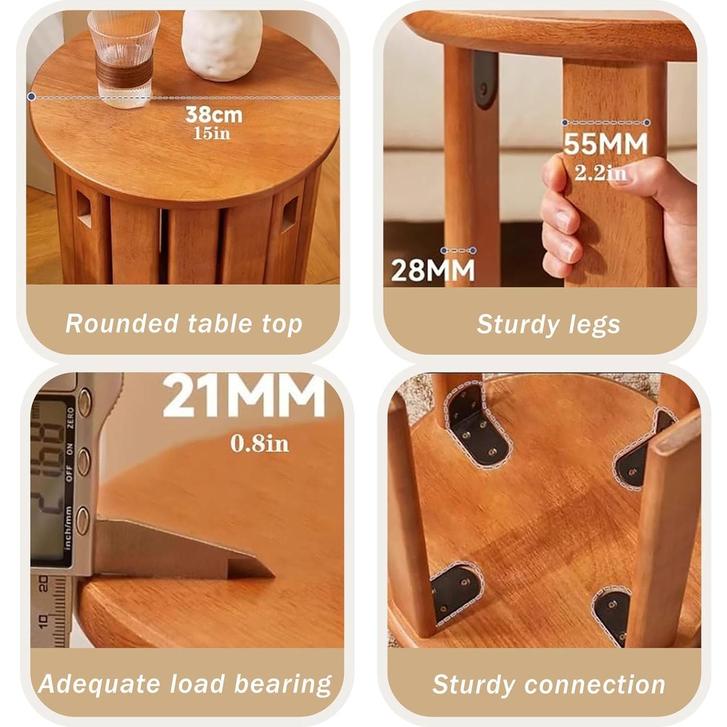 Juego de Taburetes Apilables de Madera Genérico Negro Redondo