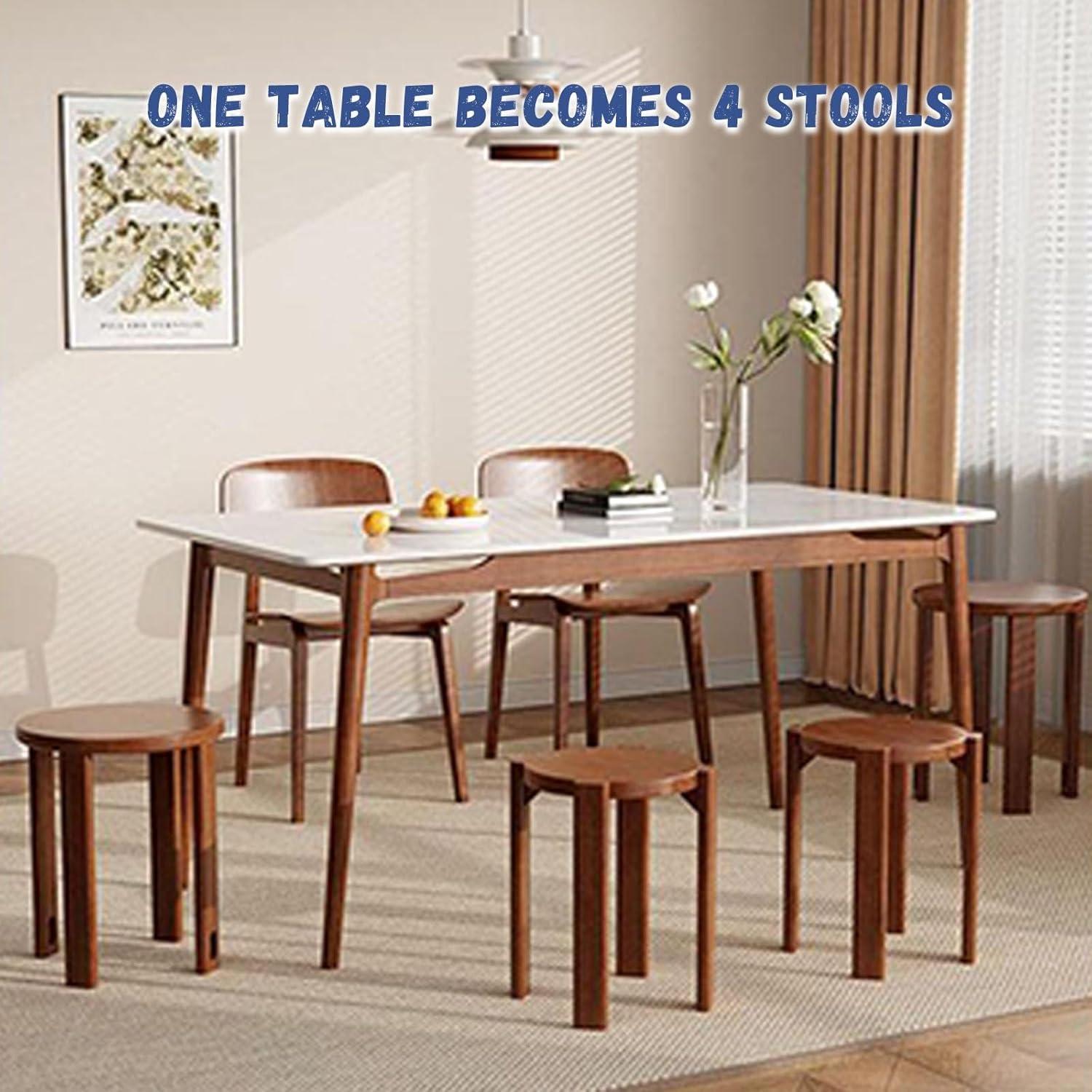 Juego de Taburetes Apilables de Madera Genérico Negro Redondo