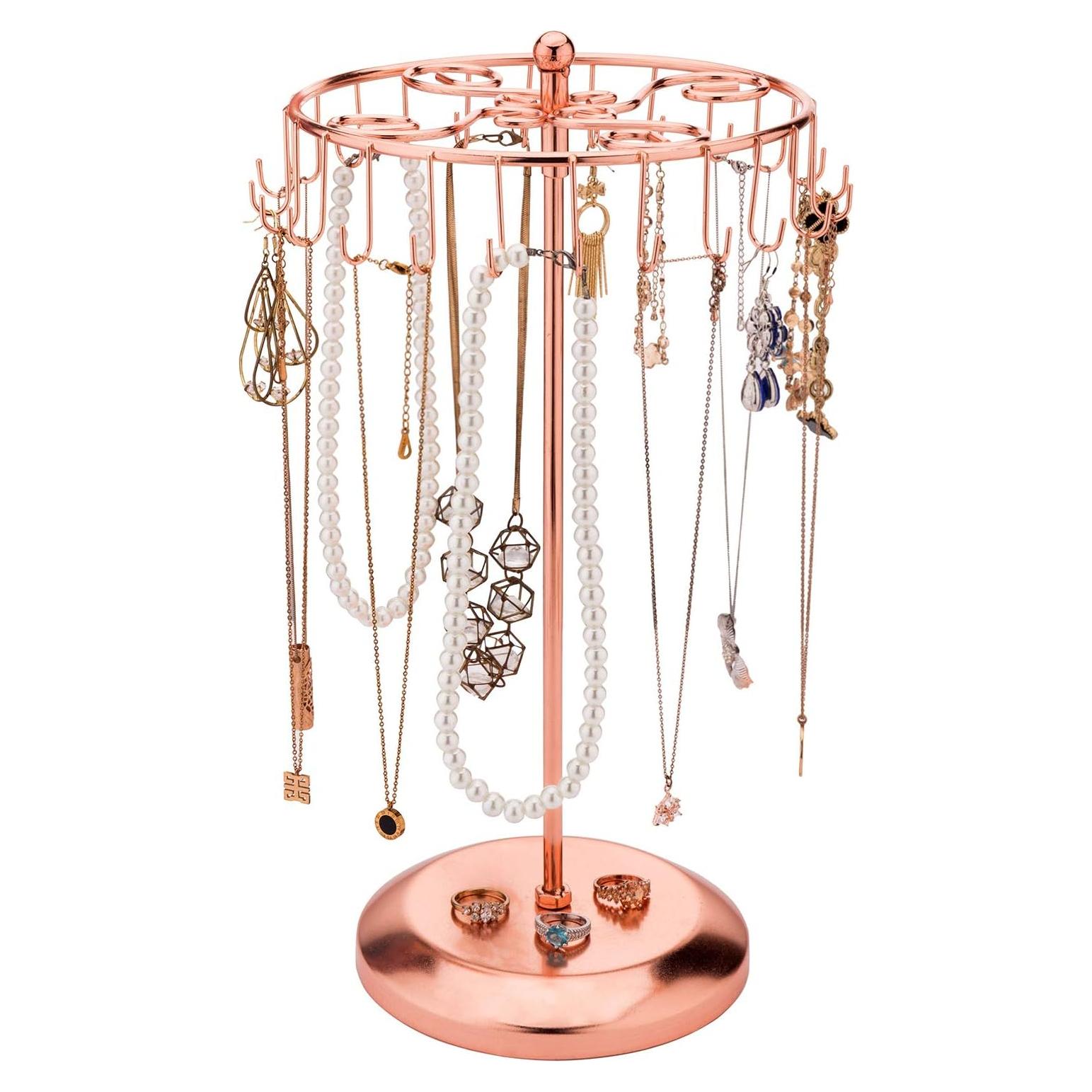 Organizador de Joyería MyGift de Metal Cobre con 24 Ganchos