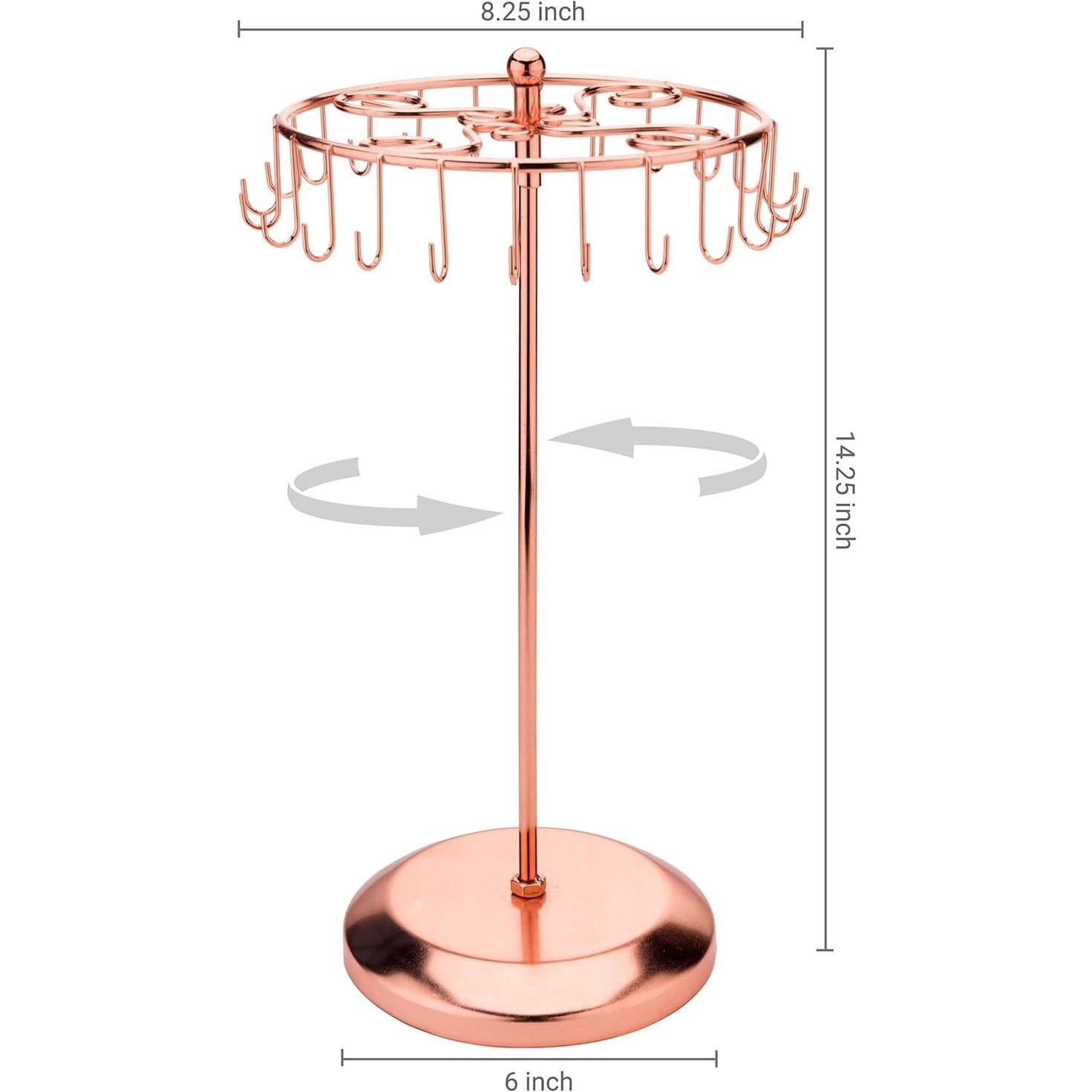 Organizador de Joyería MyGift de Metal Cobre con 24 Ganchos