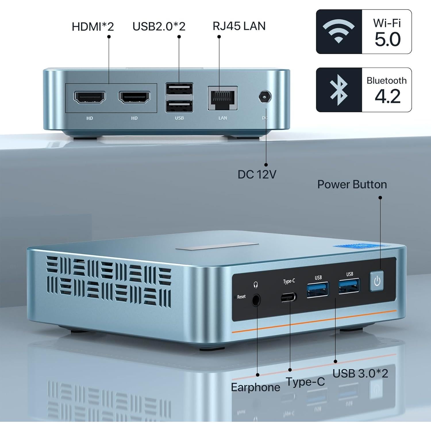 Mini PC PELADN N100, 16GB RAM, 512GB SSD, 4K 60Hz