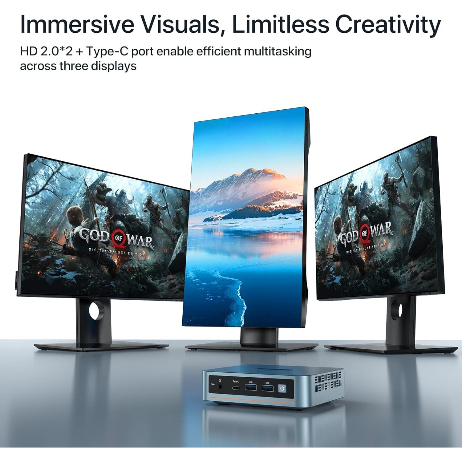 Mini PC PELADN N100, 16GB RAM, 512GB SSD, 4K 60Hz