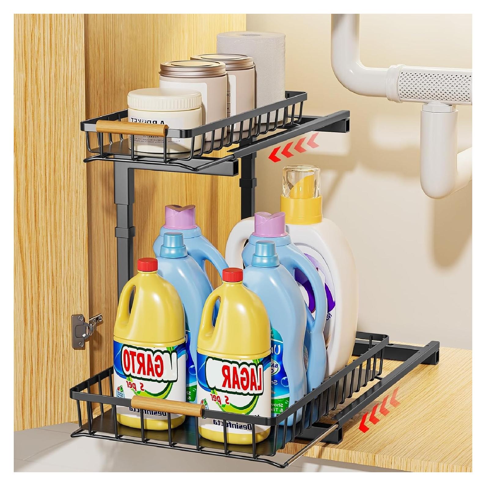 Organizador Bajo Fregadero Delamu, Estante Extraíble 41x30 cm