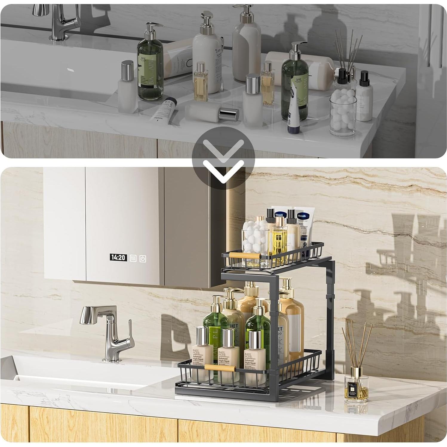 Organizador Bajo Fregadero Delamu, Estante Extraíble 41x30 cm