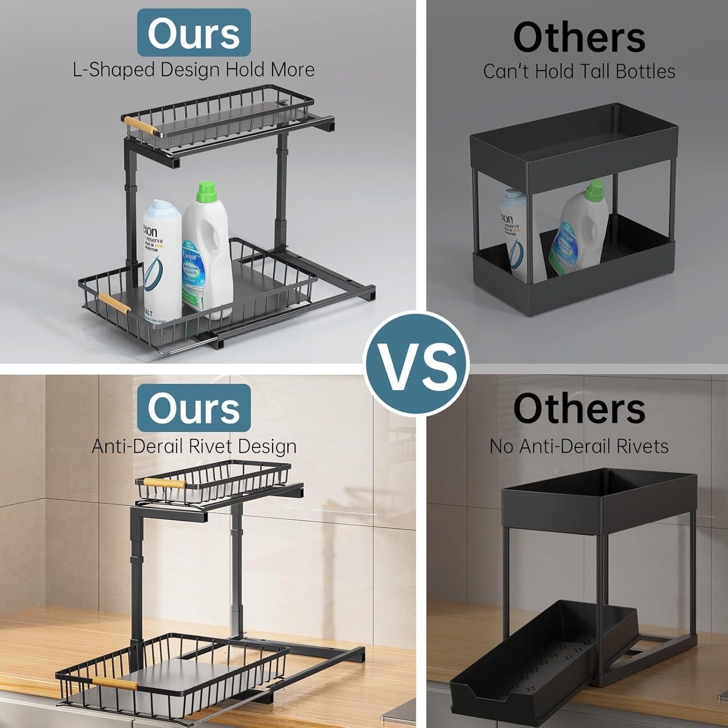 Organizador Bajo Fregadero Delamu, Estante Extraíble 41x30 cm