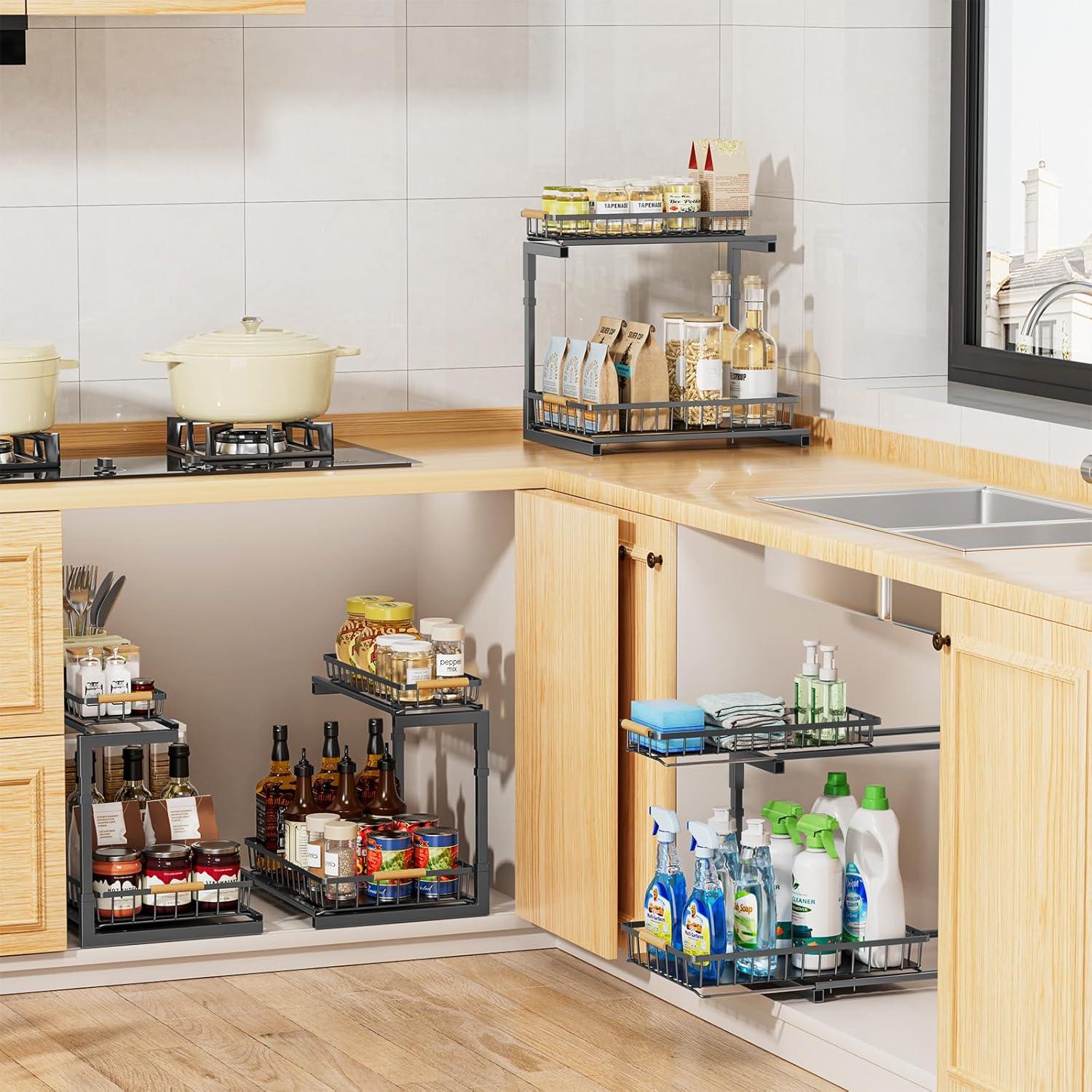 Organizador Bajo Fregadero Delamu, Estante Extraíble 41x30 cm