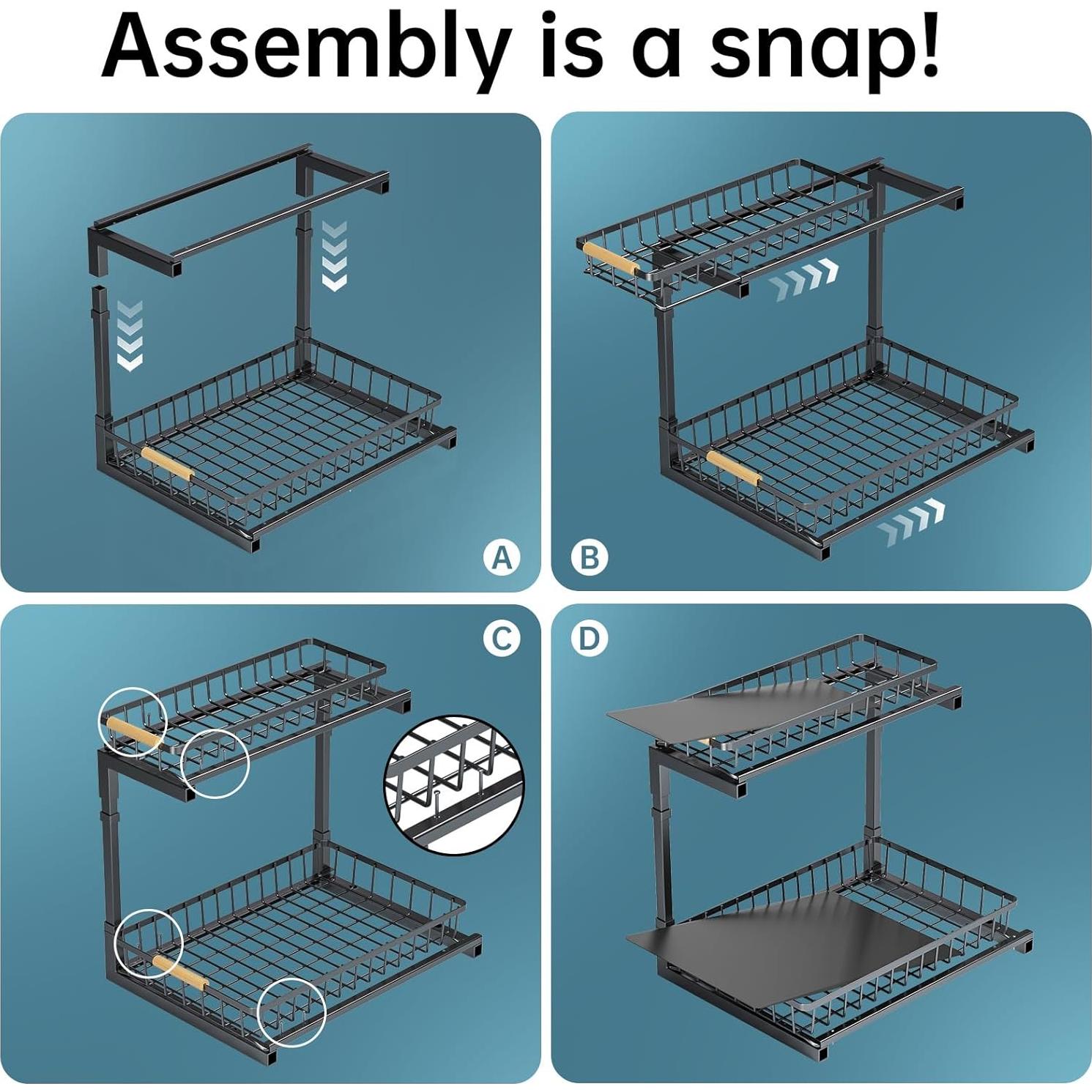 Organizador Bajo Fregadero Delamu, Estante Extraíble 41x30 cm