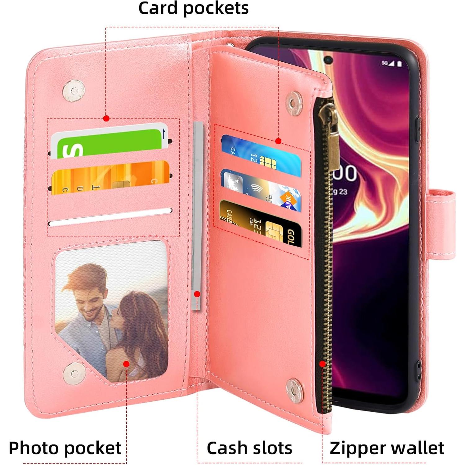 Funda Asuwish Rosa Dorado para Boost Mobile Celero 5G Plus