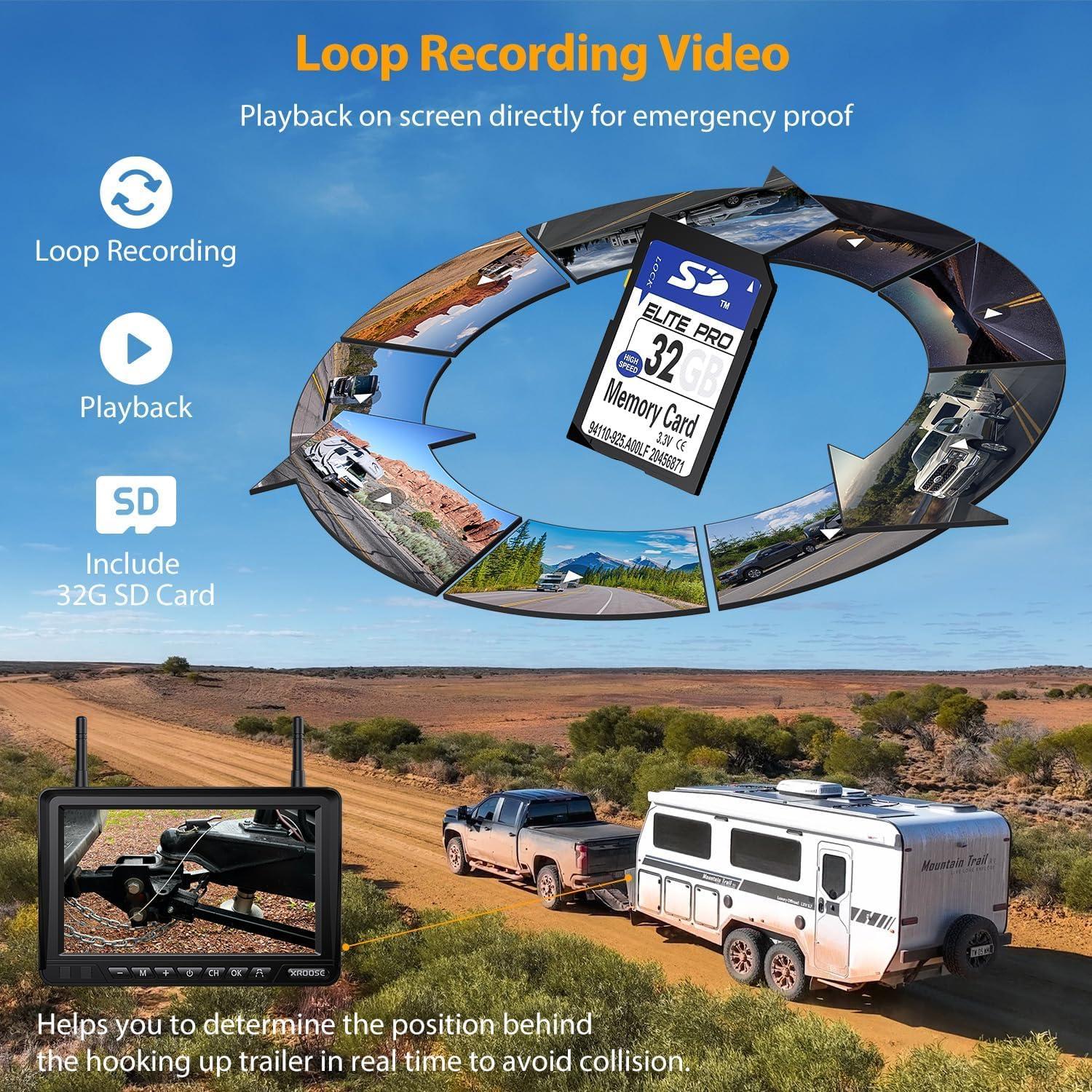 Cámara de Respaldo Inalámbrica Solar Xroose 7" HD 1080P