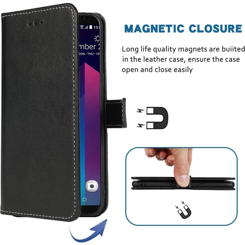 Funda de Cartera HTC U11 Plus Cuero Negro con Soporte