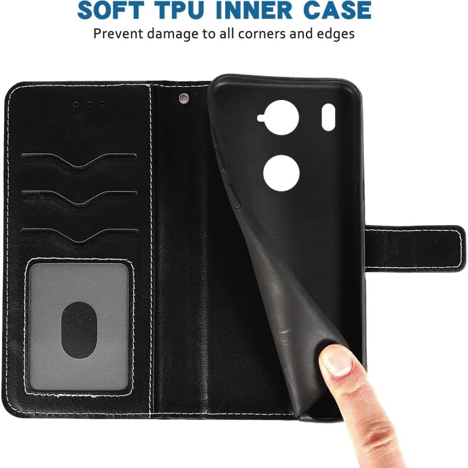 Funda de Cartera HTC U11 Plus Cuero Negro con Soporte