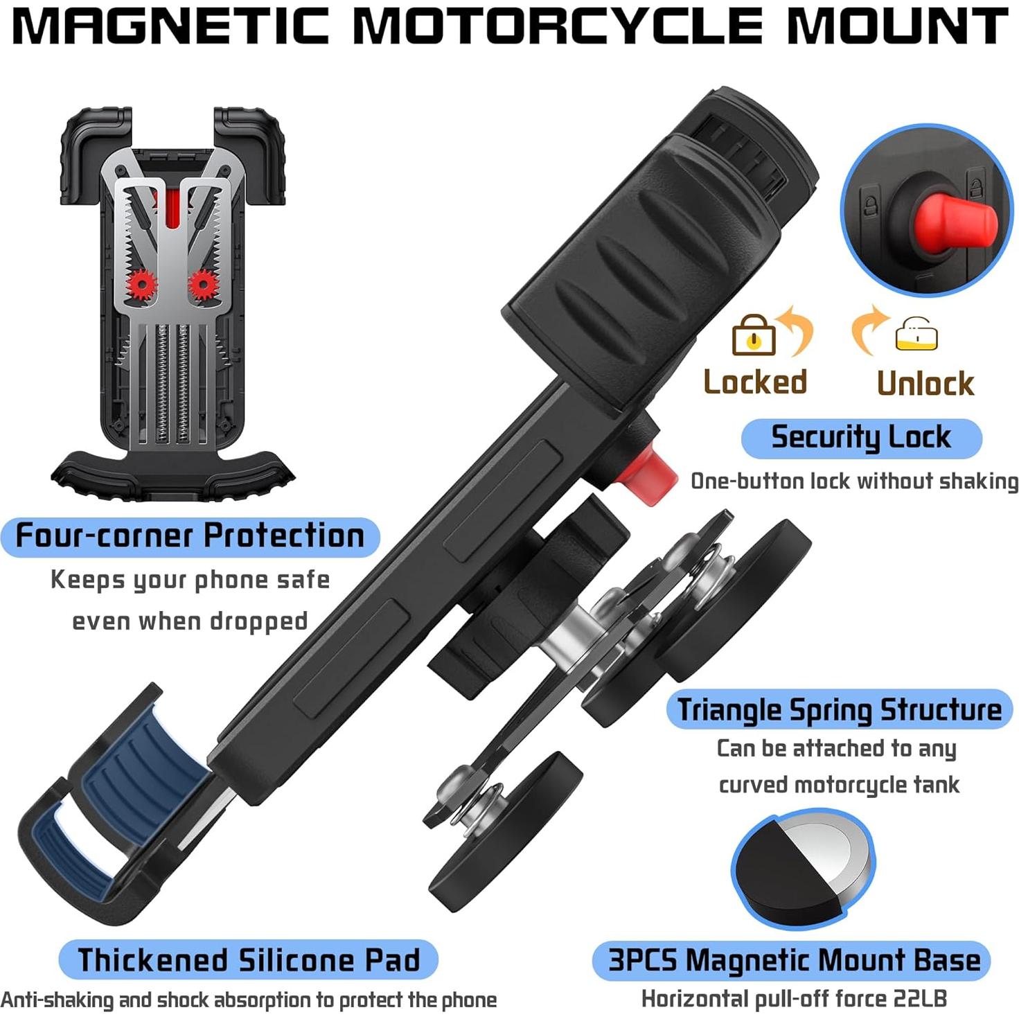 Soporte Magnético para Teléfono de Motocicleta ULIBERMAGNET Ajustable