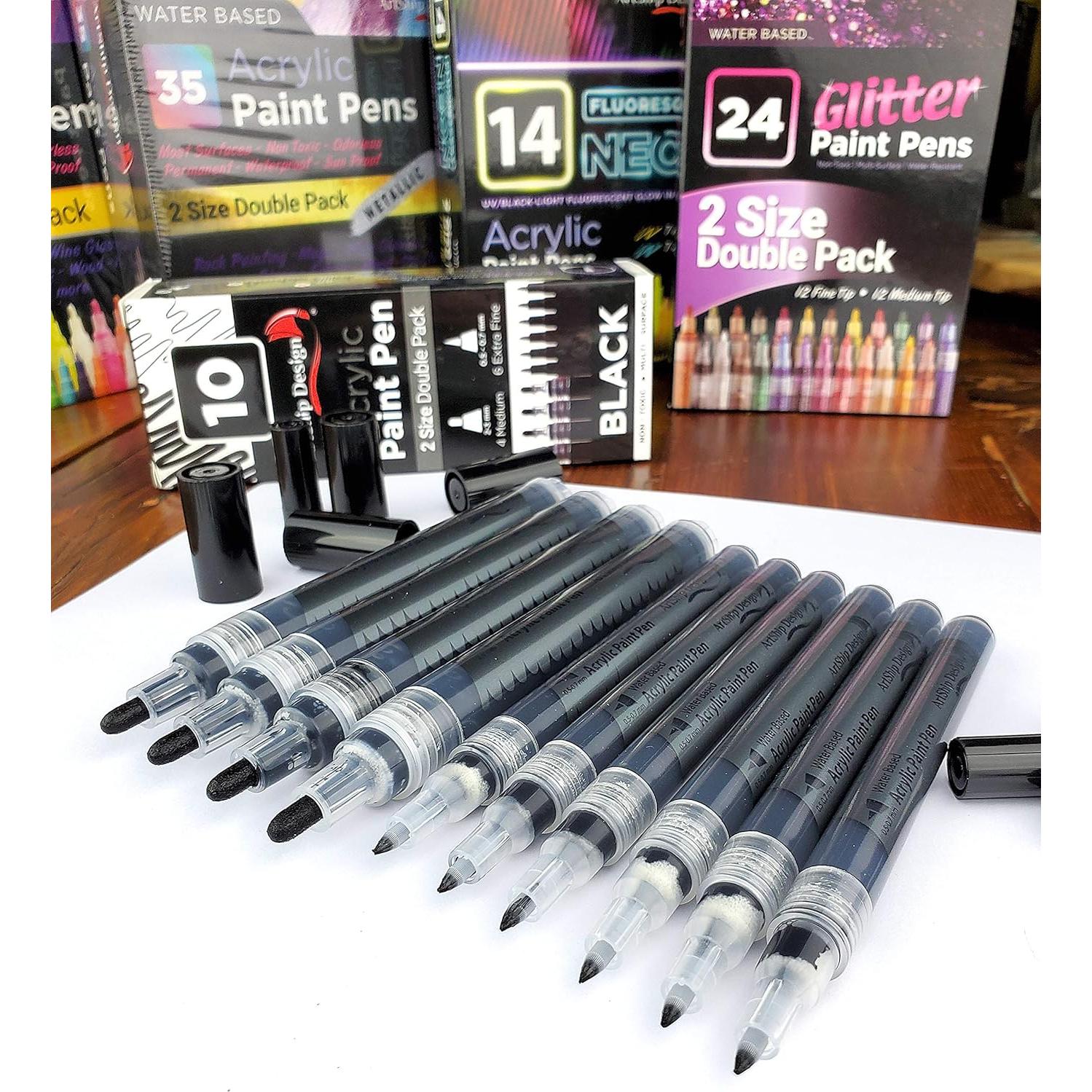 Marcadores de Pintura Acrílica Negra ArtShip Design - 10 Piezas