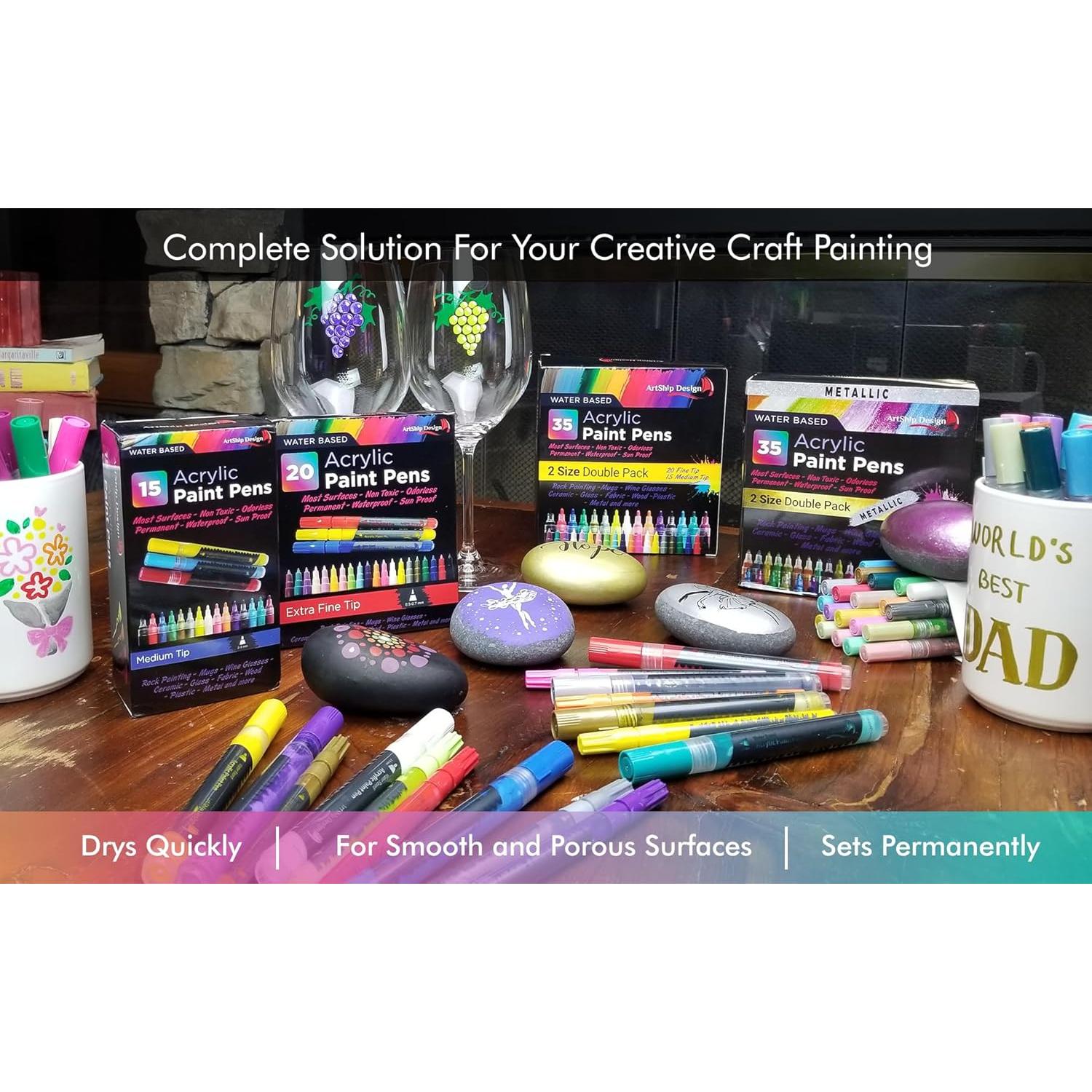 Marcadores de Pintura Acrílica Negra ArtShip Design - 10 Piezas