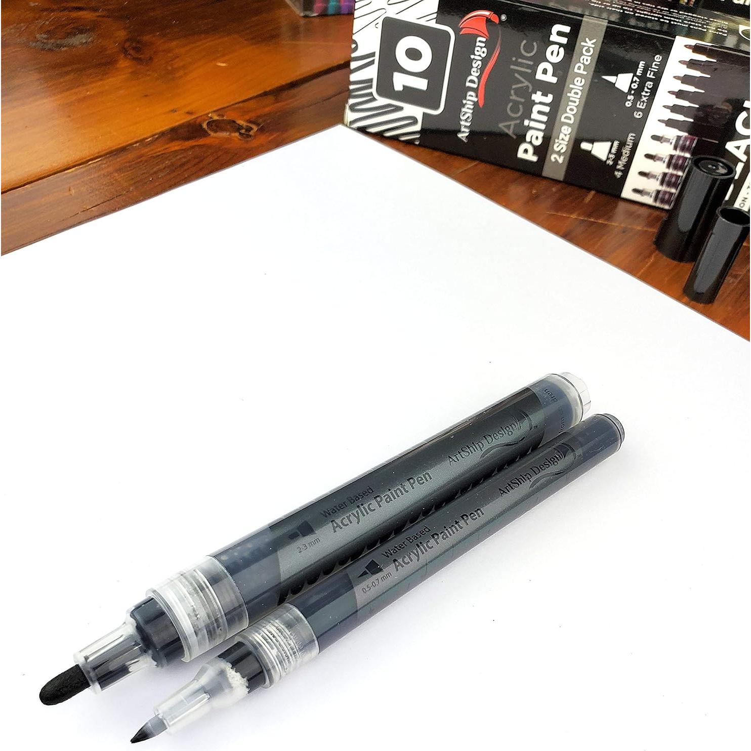 Marcadores de Pintura Acrílica Negra ArtShip Design - 10 Piezas
