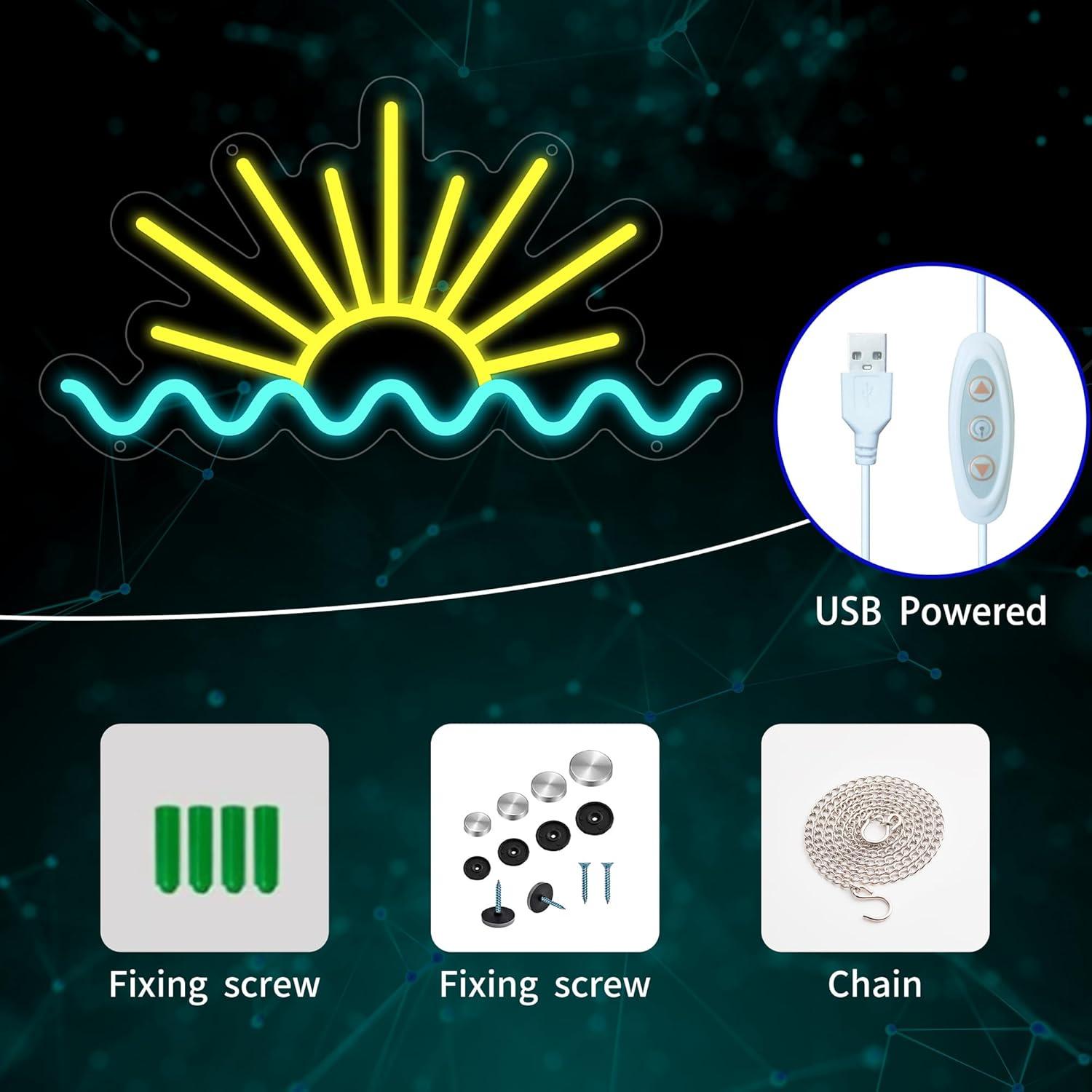 Cartel de Neón LED Moneter Amanecer 32.8x40.9cm Decoración