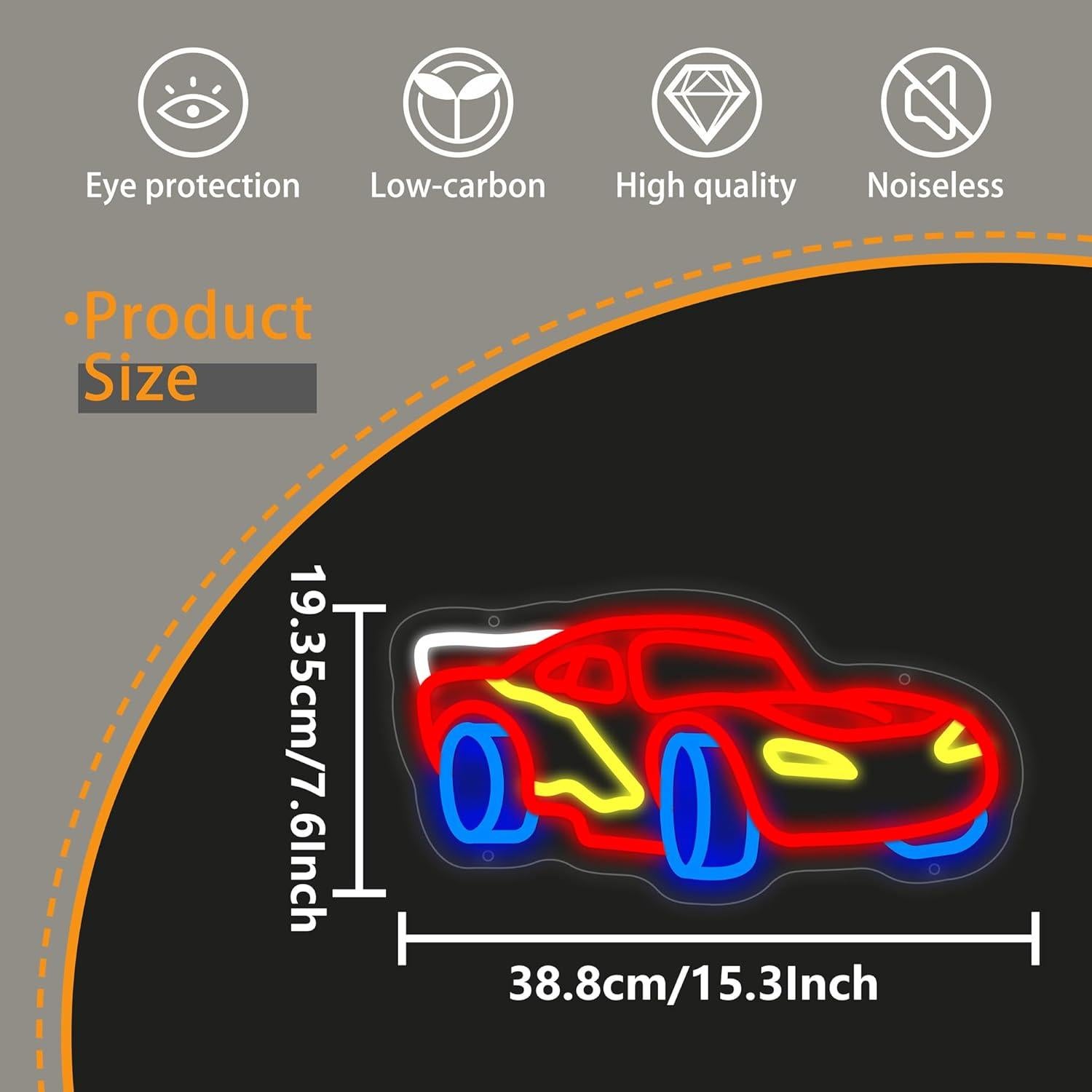 Letrero de Neón LED Moneter Coche de Carreras 33x40.9cm
