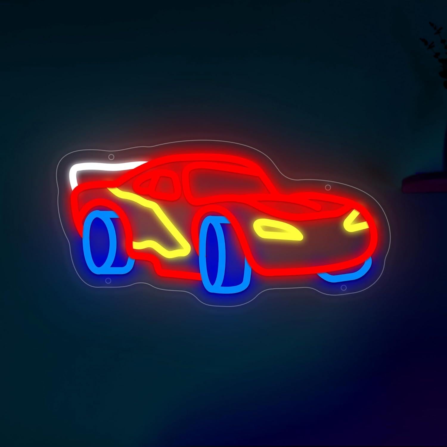 Letrero de Neón LED Moneter Coche de Carreras 33x40.9cm