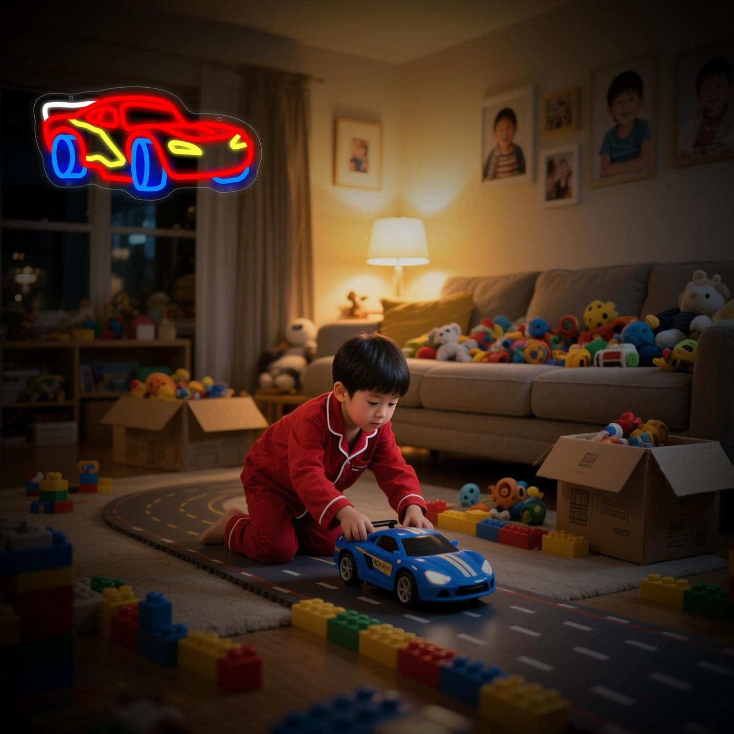 Letrero de Neón LED Moneter Coche de Carreras 33x40.9cm