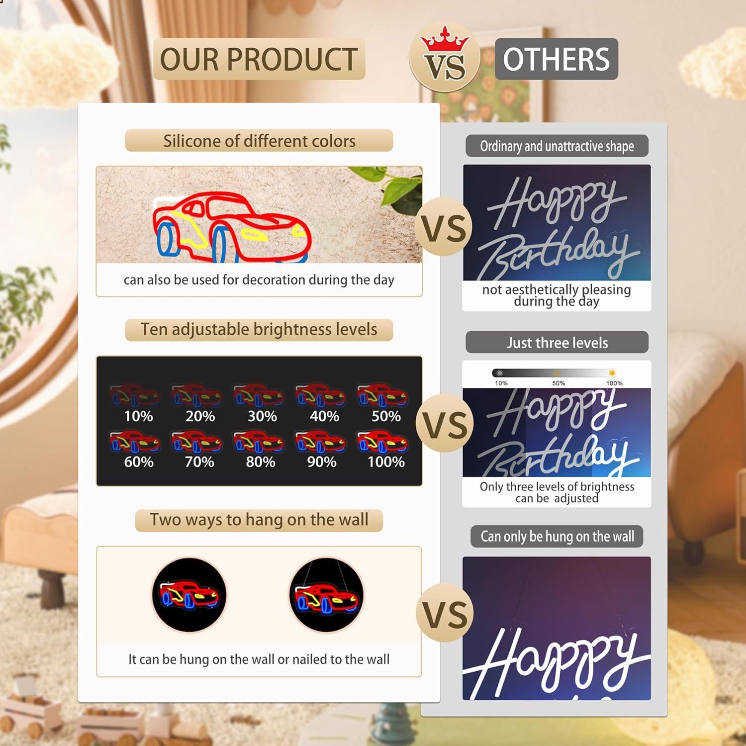 Letrero de Neón LED Moneter Coche de Carreras 33x41 cm