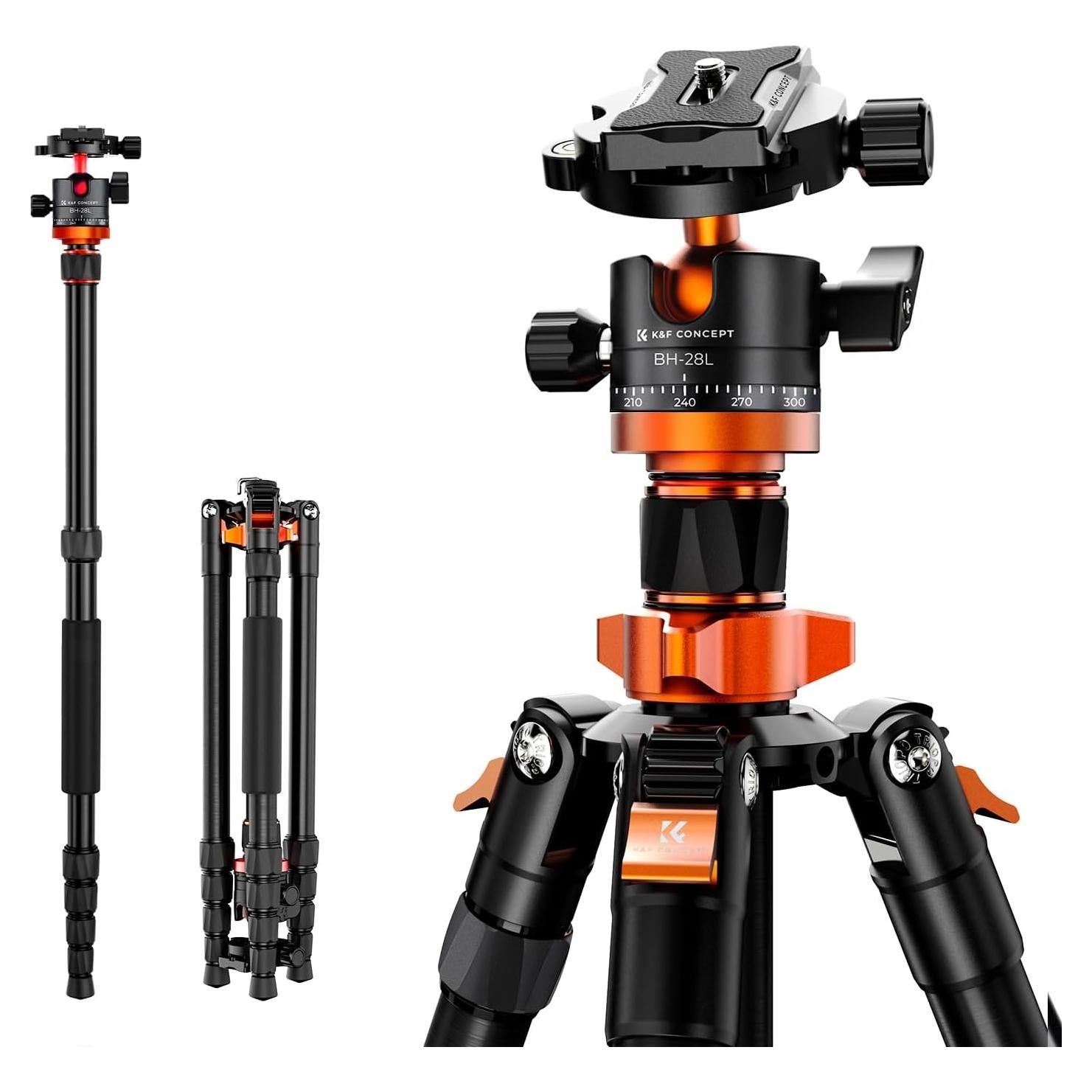 Trípode K&F Concept 175cm con Monopie y Cabezal 360°