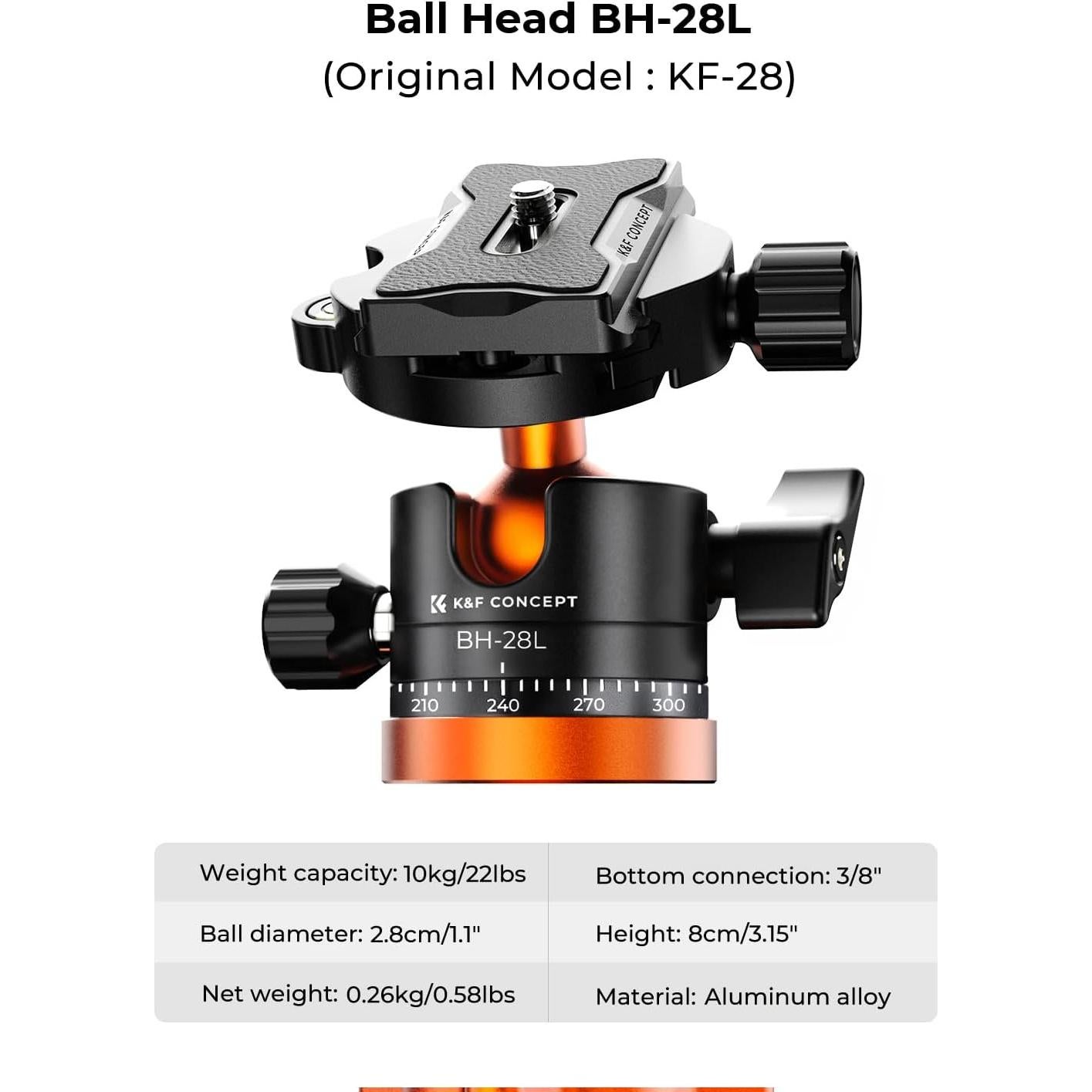 Trípode K&F Concept 175cm con Monopie y Cabezal 360°