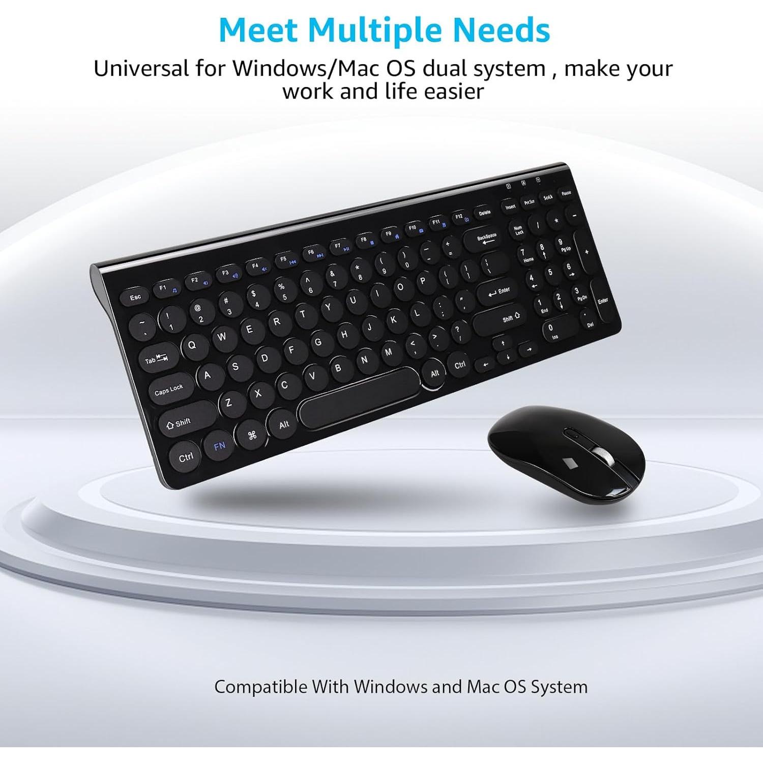 Combo Teclado y Ratón Inalámbrico LeadsaiL KF29 Negro - Silencioso