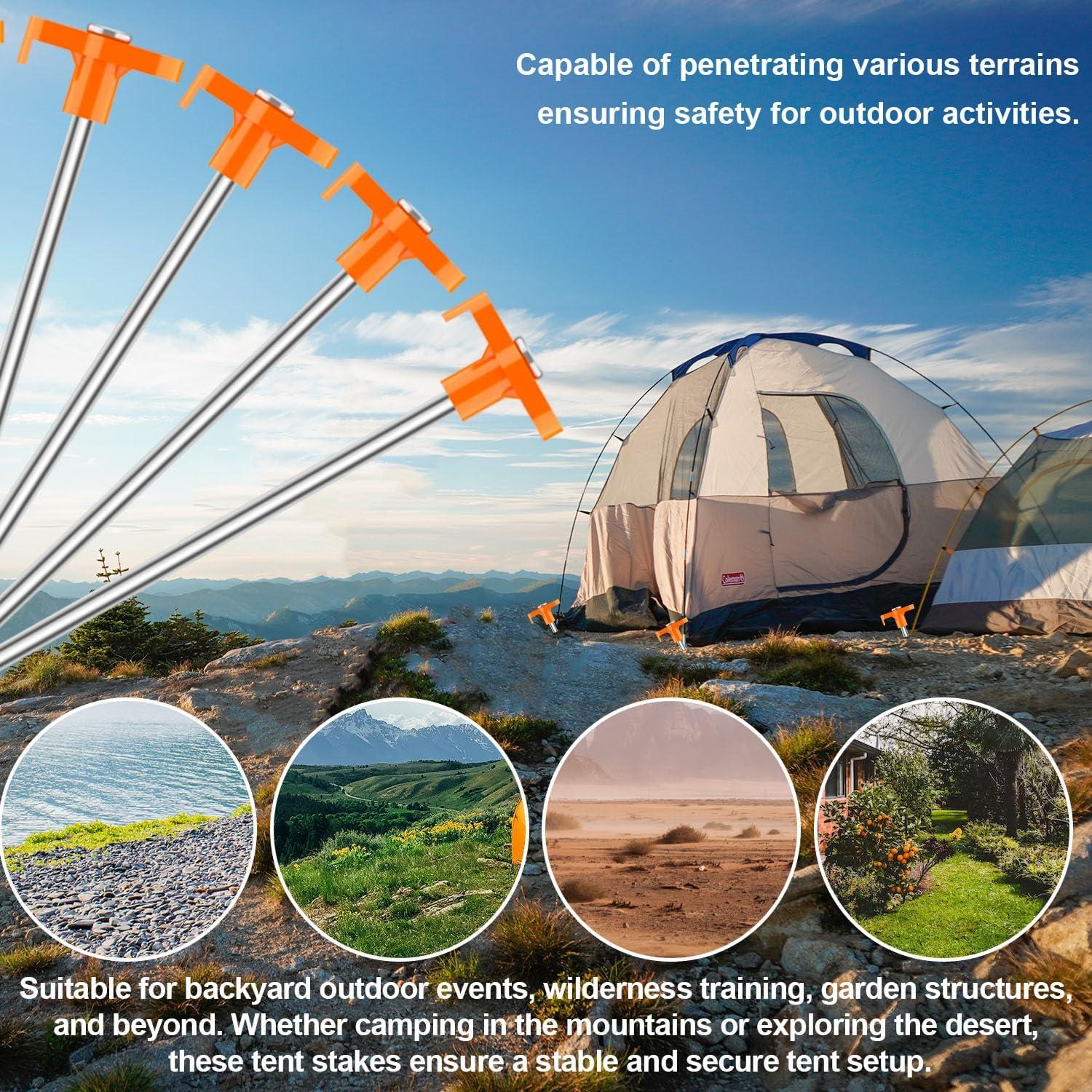 10 Estacas de Tienda TEOYNGU 18cm Acero Galvanizado Naranja