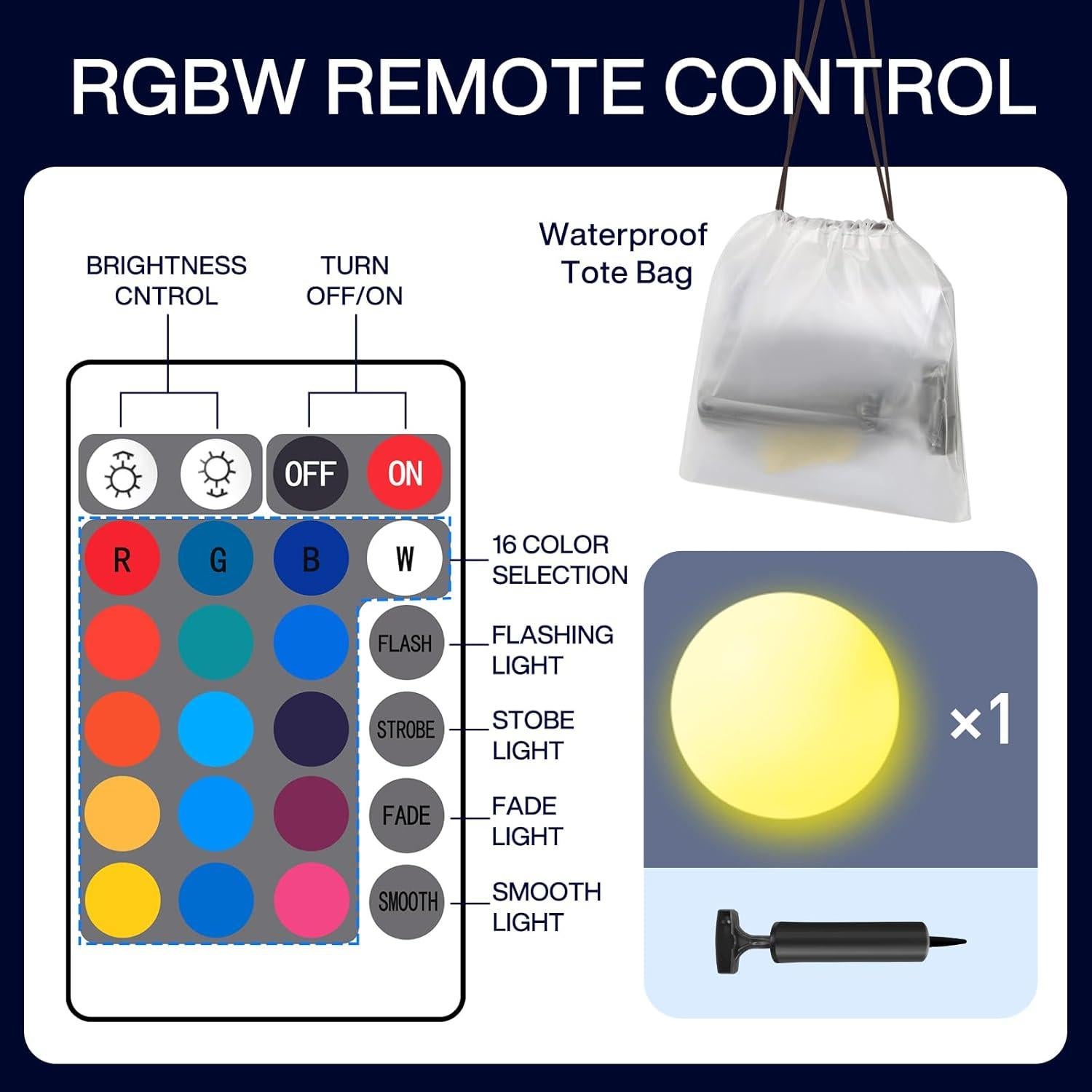 Pelota de Playa LED Inflable Noonchili 30.48 cm con Control Remoto