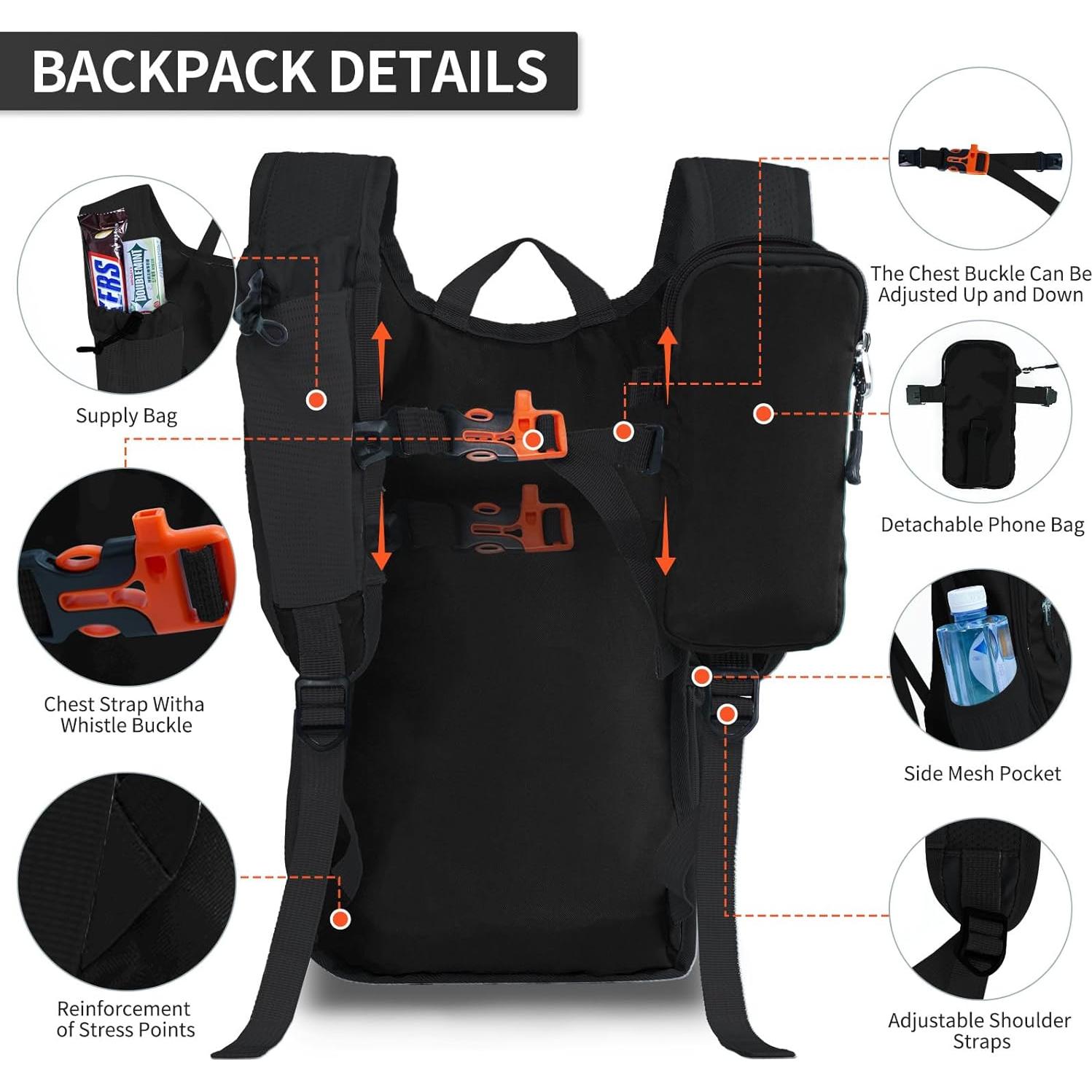 Mochila de Senderismo Plegable 10L High Experience Negra