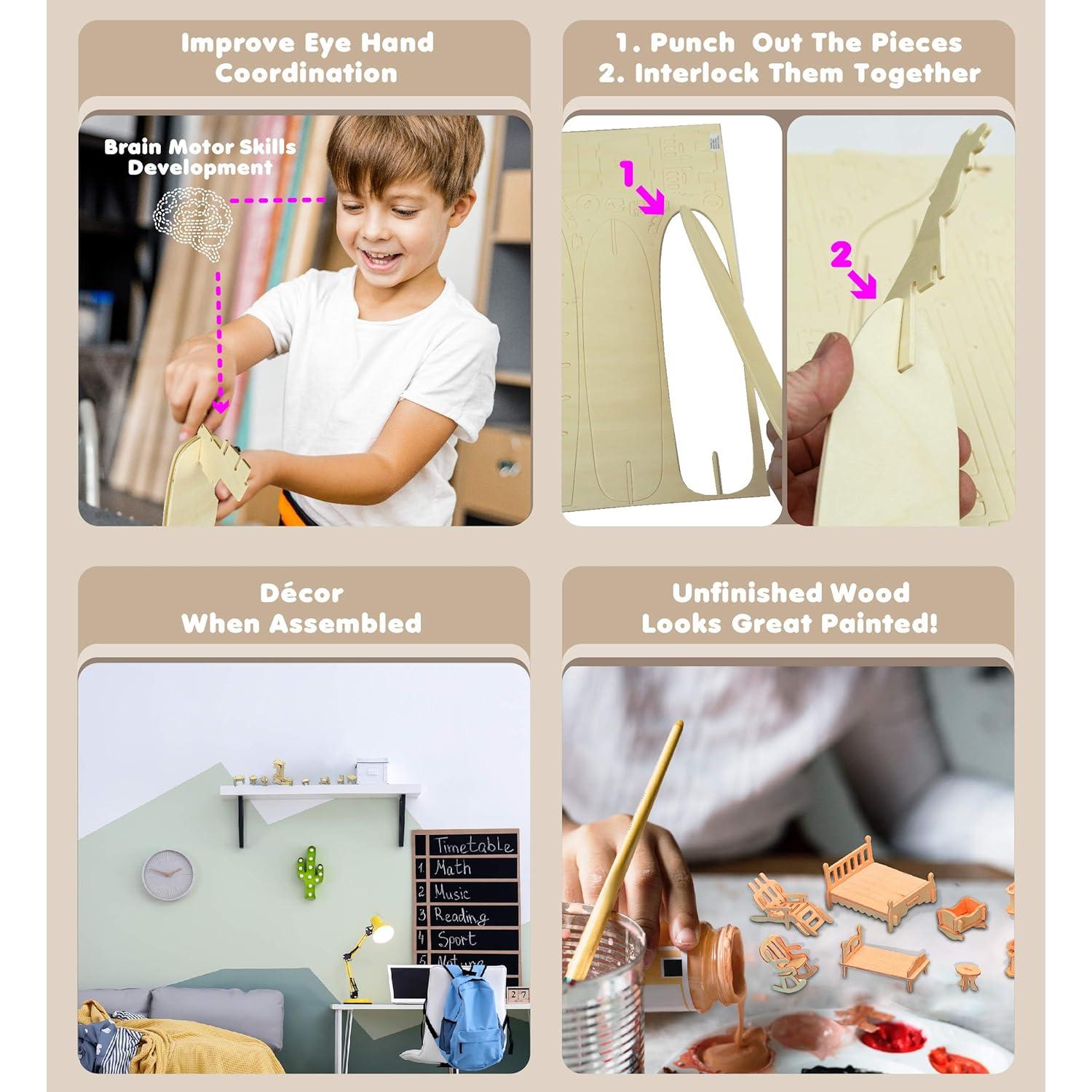 Juego de Muebles Casa de Muñecas 3D Puzzled 185 Piezas