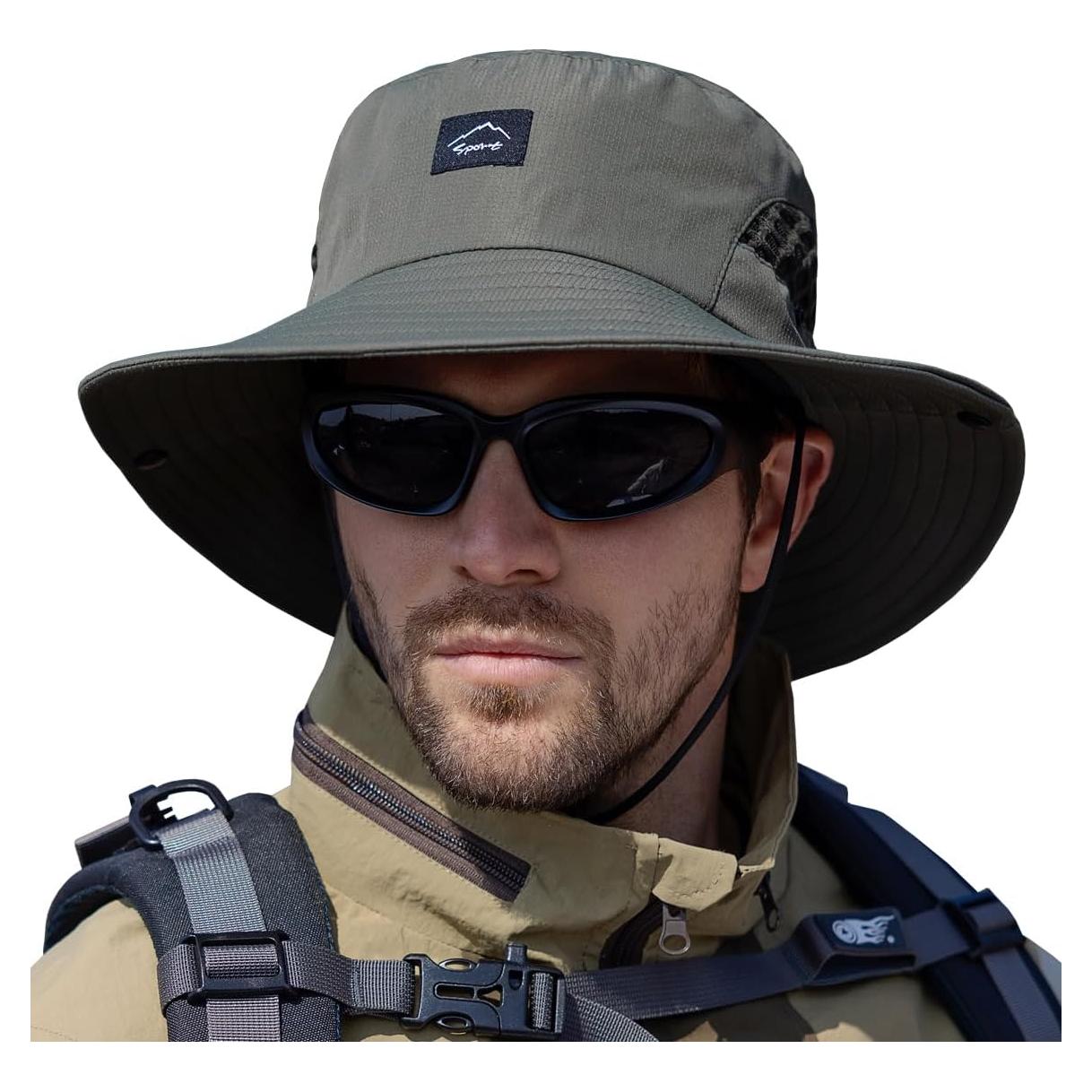 Sombrero de Pesca UPF50+ Verde Ejército Unisex con Malla