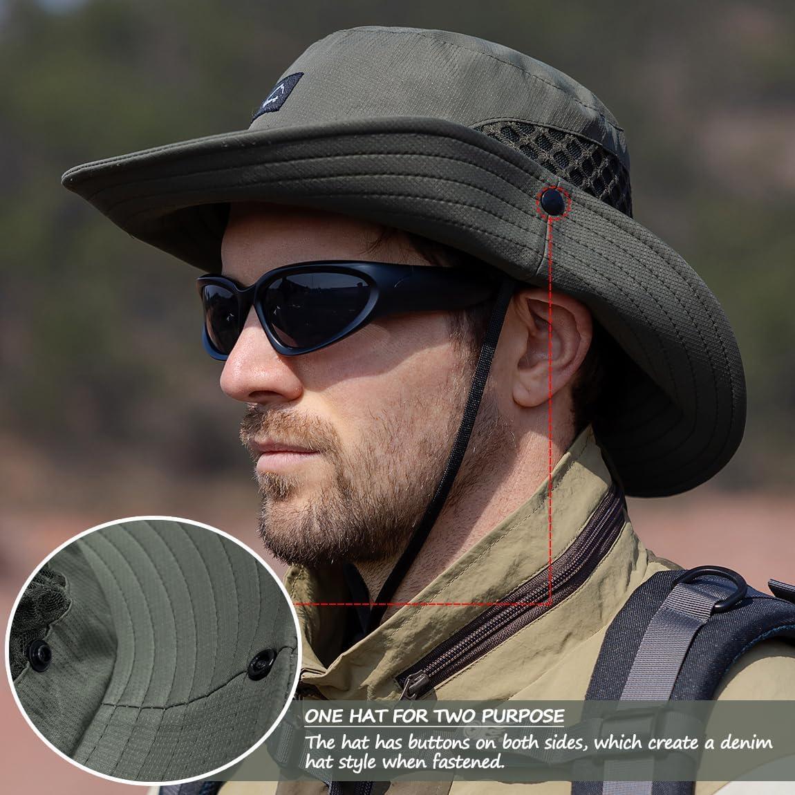 Sombrero de Pesca UPF50+ Verde Ejército Unisex con Malla