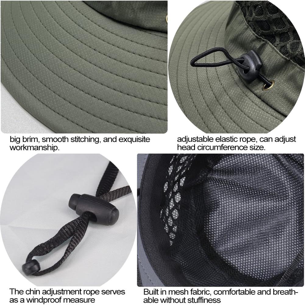 Sombrero de Pesca UPF50+ Verde Ejército Unisex con Malla