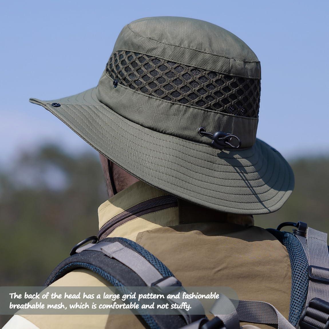 Sombrero de Pesca UPF50+ Verde Ejército Unisex con Malla