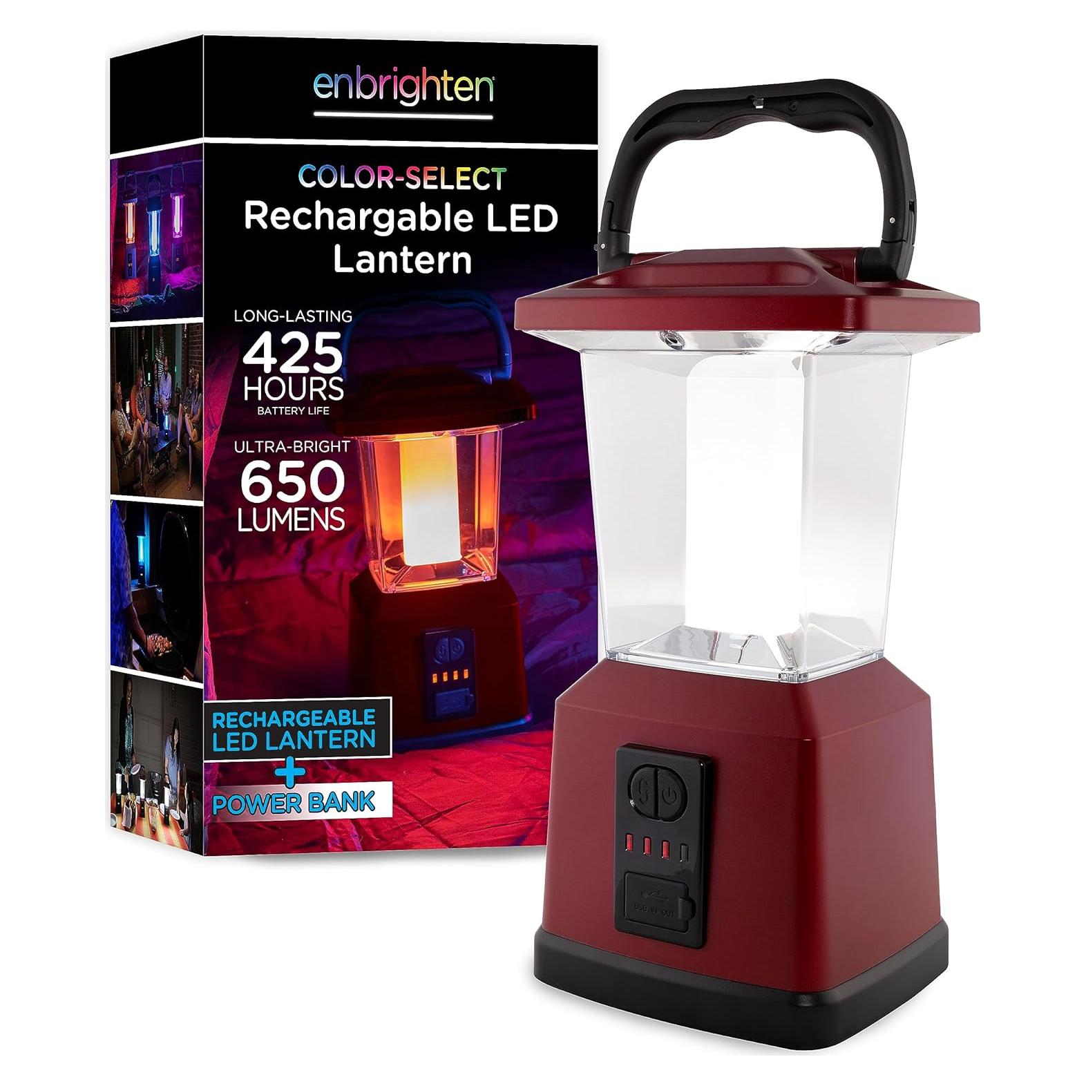 Linterna LED Enbrighten Recargable 650 Lúmenes Rojo 28 cm