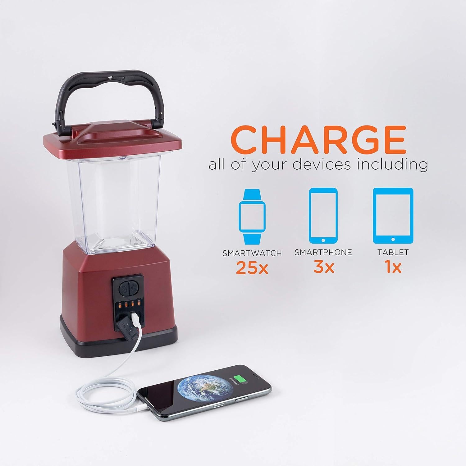 Linterna LED Enbrighten Recargable 650 Lúmenes Rojo 28 cm