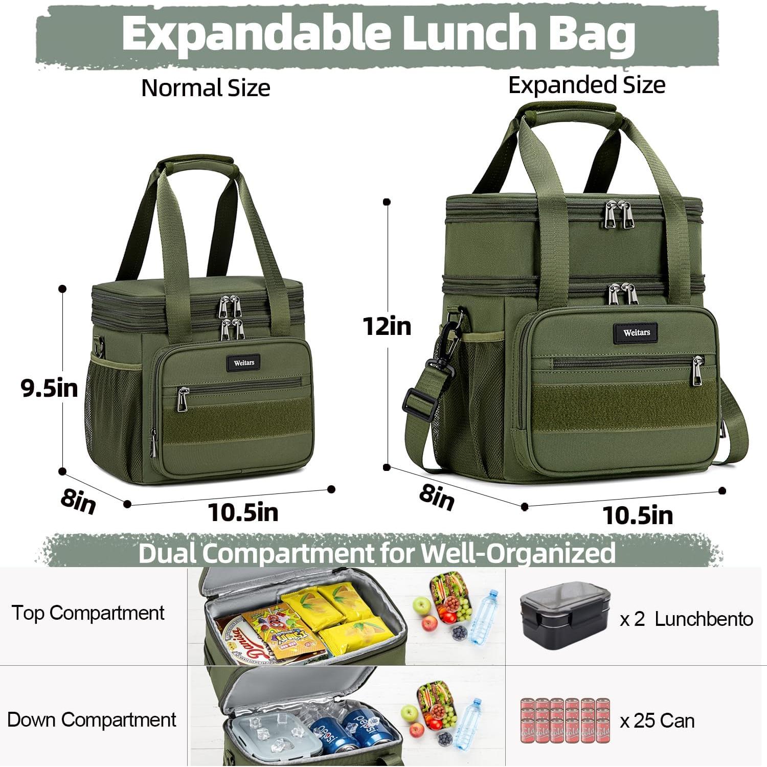 Caja de Almuerzo Aislada Weitars 16L Verde Militar Táctica