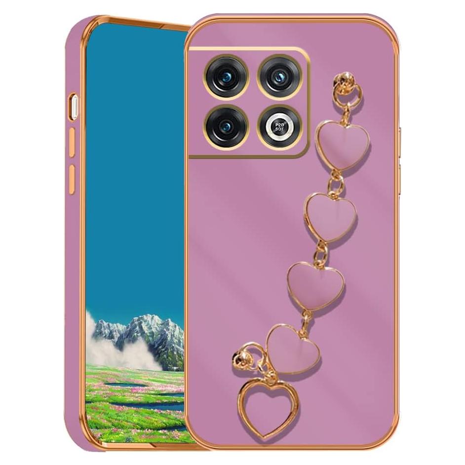 Funda de Silicona TPU OnePlus 10T con Cadena Corazón Rosa