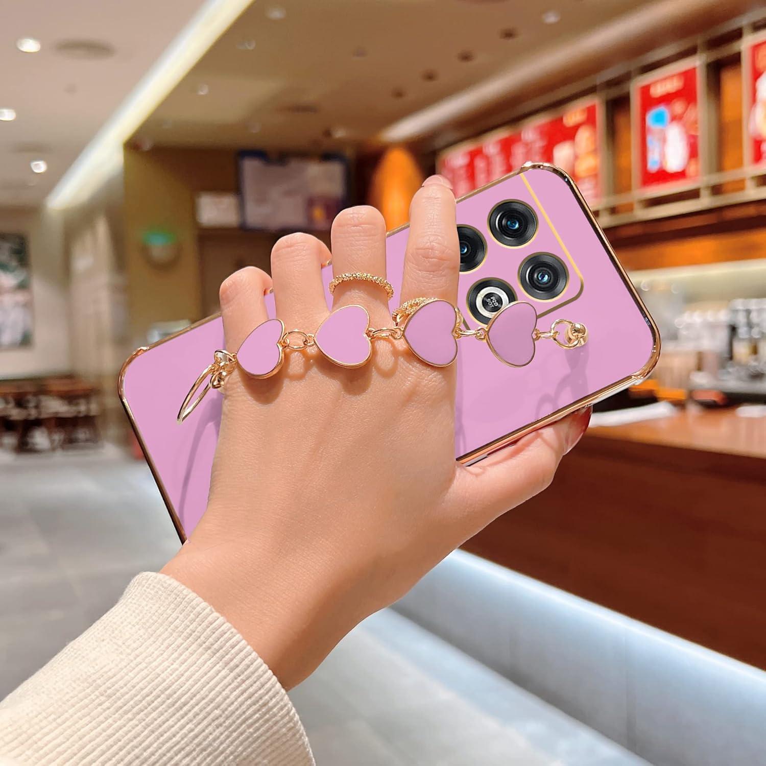 Funda de Silicona TPU OnePlus 10T con Cadena Corazón Rosa