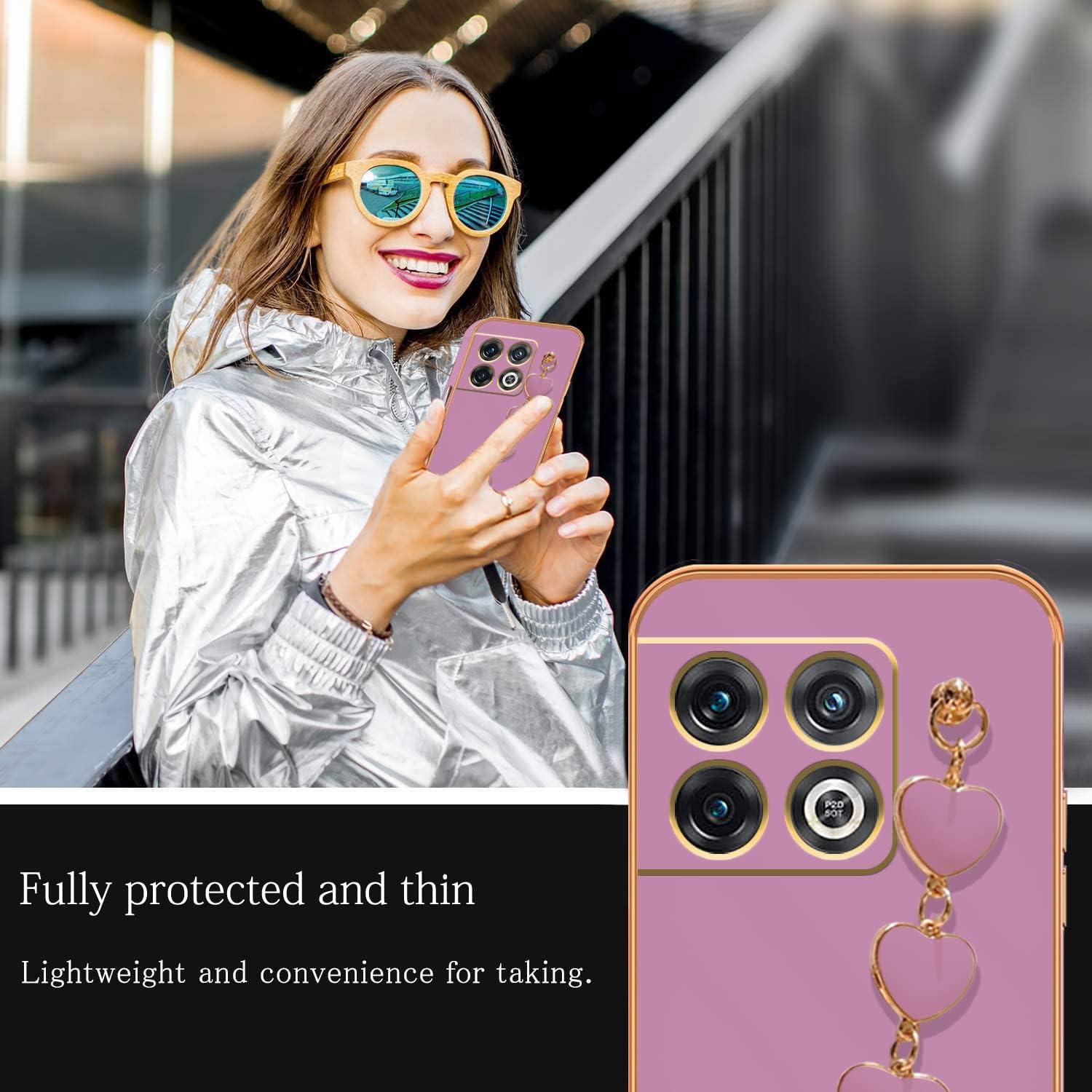 Funda de Silicona TPU OnePlus 10T con Cadena Corazón Rosa