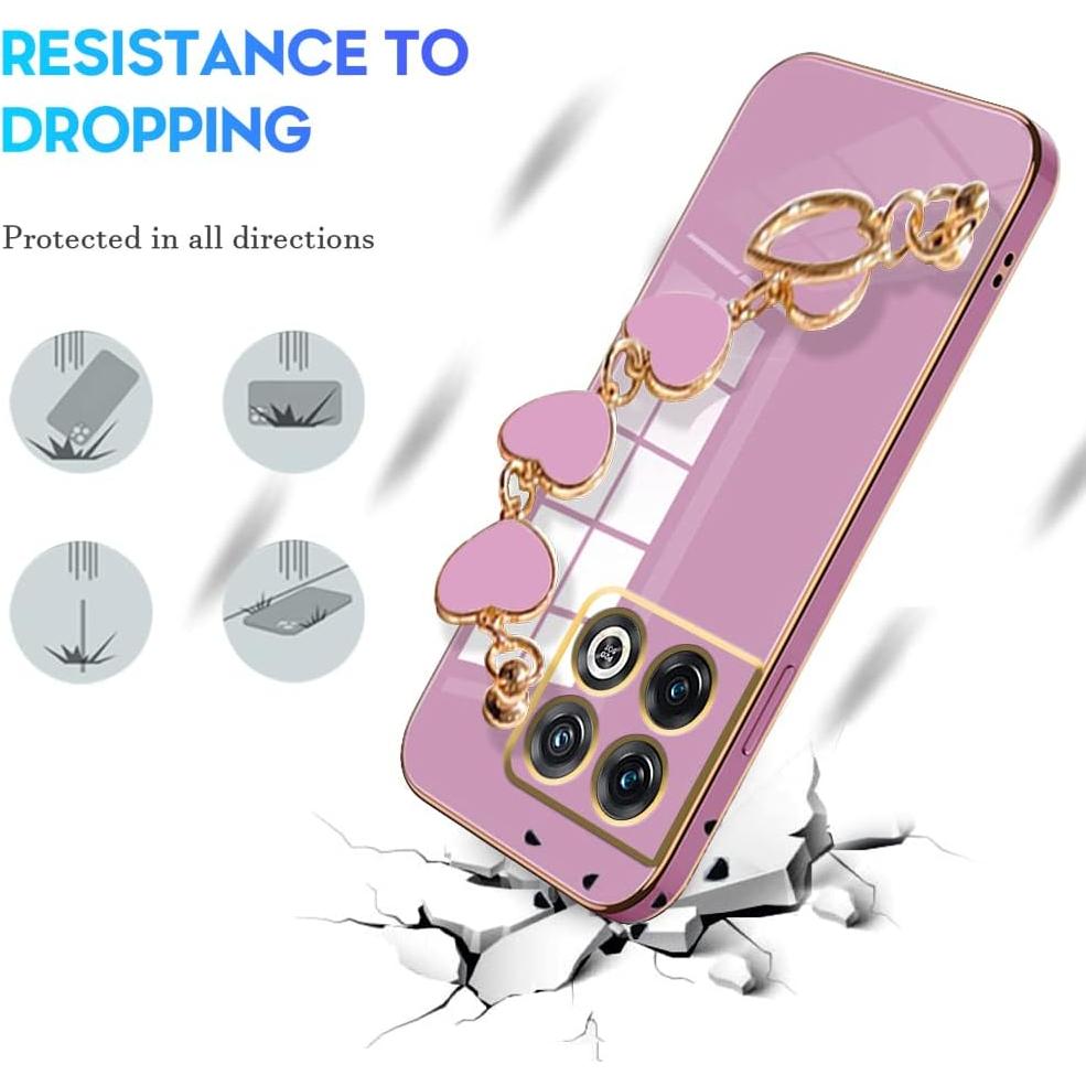 Funda de Silicona TPU OnePlus 10T con Cadena Corazón Rosa