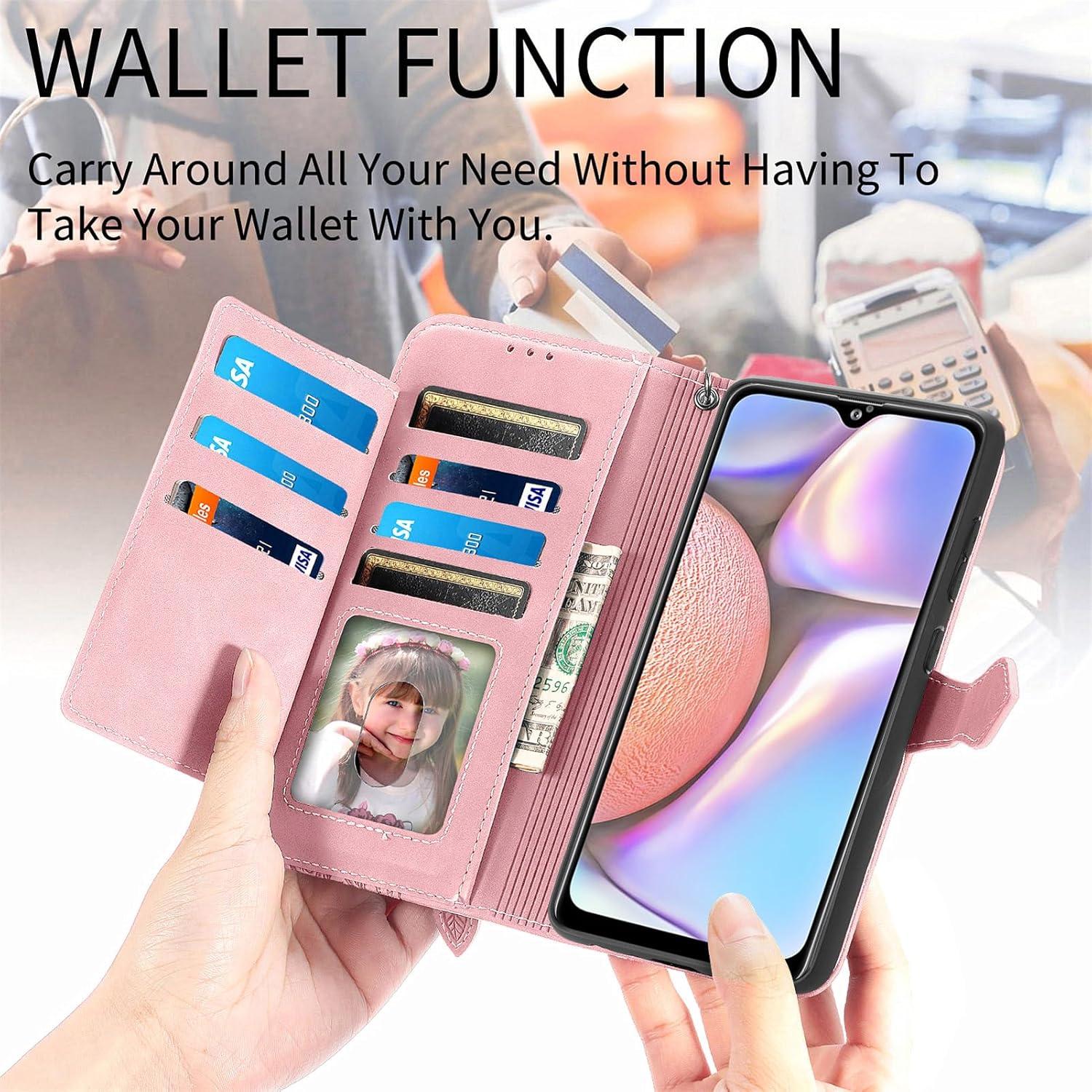 Funda de cuero rosa para Samsung Galaxy A10s con soporte