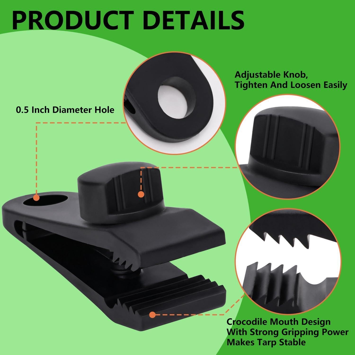 Pinzas para Lonas Sudopru 14 Pcs Clips y Cuerdas Impermeables