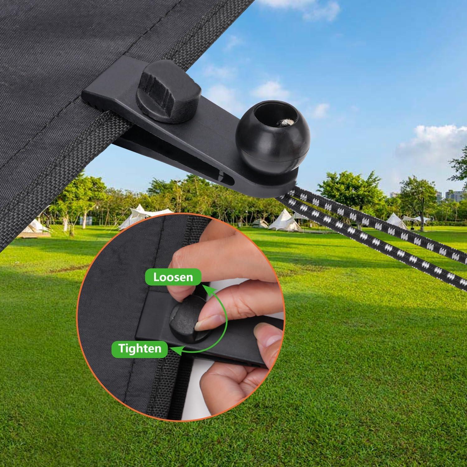 Pinzas para Lonas Sudopru 14 Pcs Clips y Cuerdas Impermeables