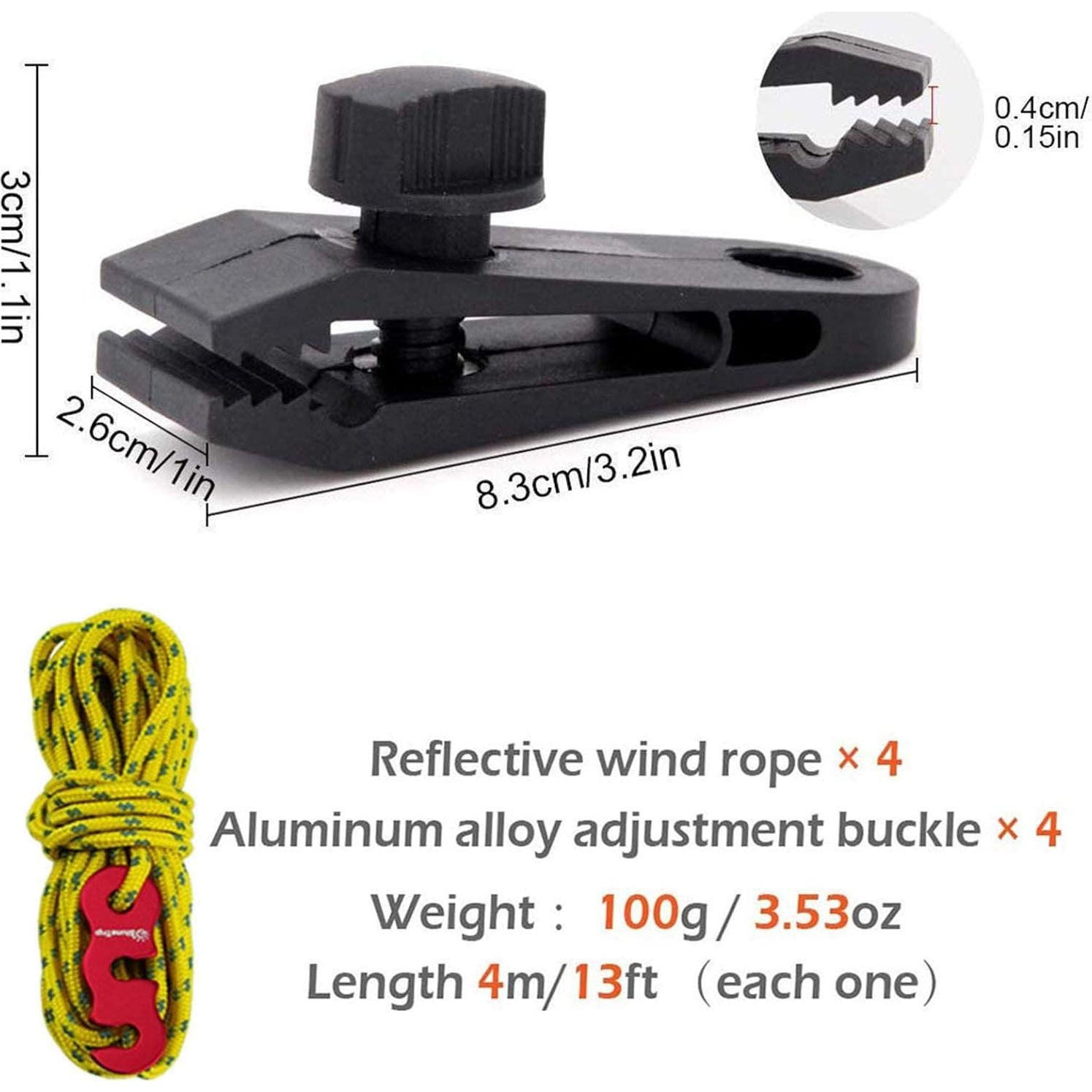 Pinzas para Lonas Sudopru 14 Pcs Clips y Cuerdas Impermeables