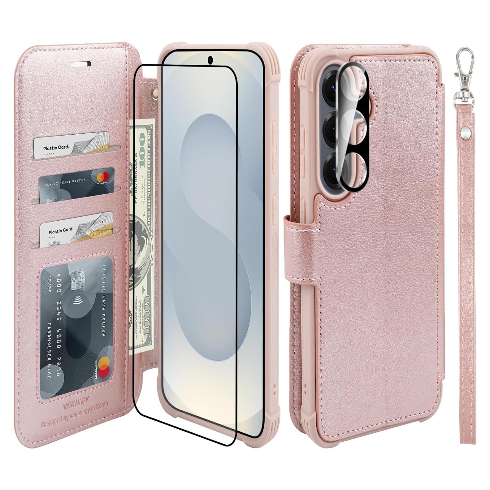 Funda billetera VANAVAGY para Samsung S25 6.2" Oro Rosa