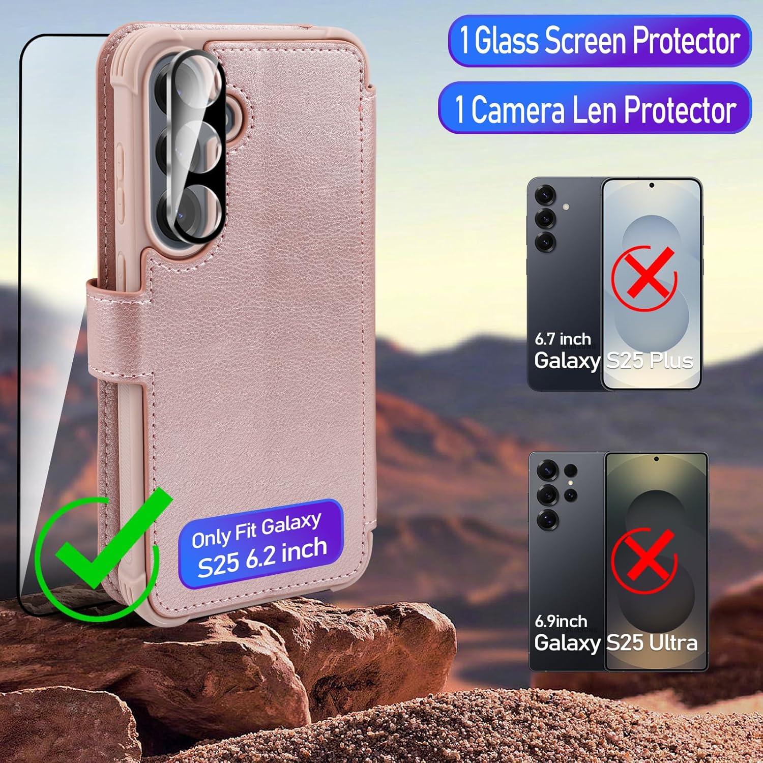 Funda billetera VANAVAGY para Samsung S25 6.2" Oro Rosa